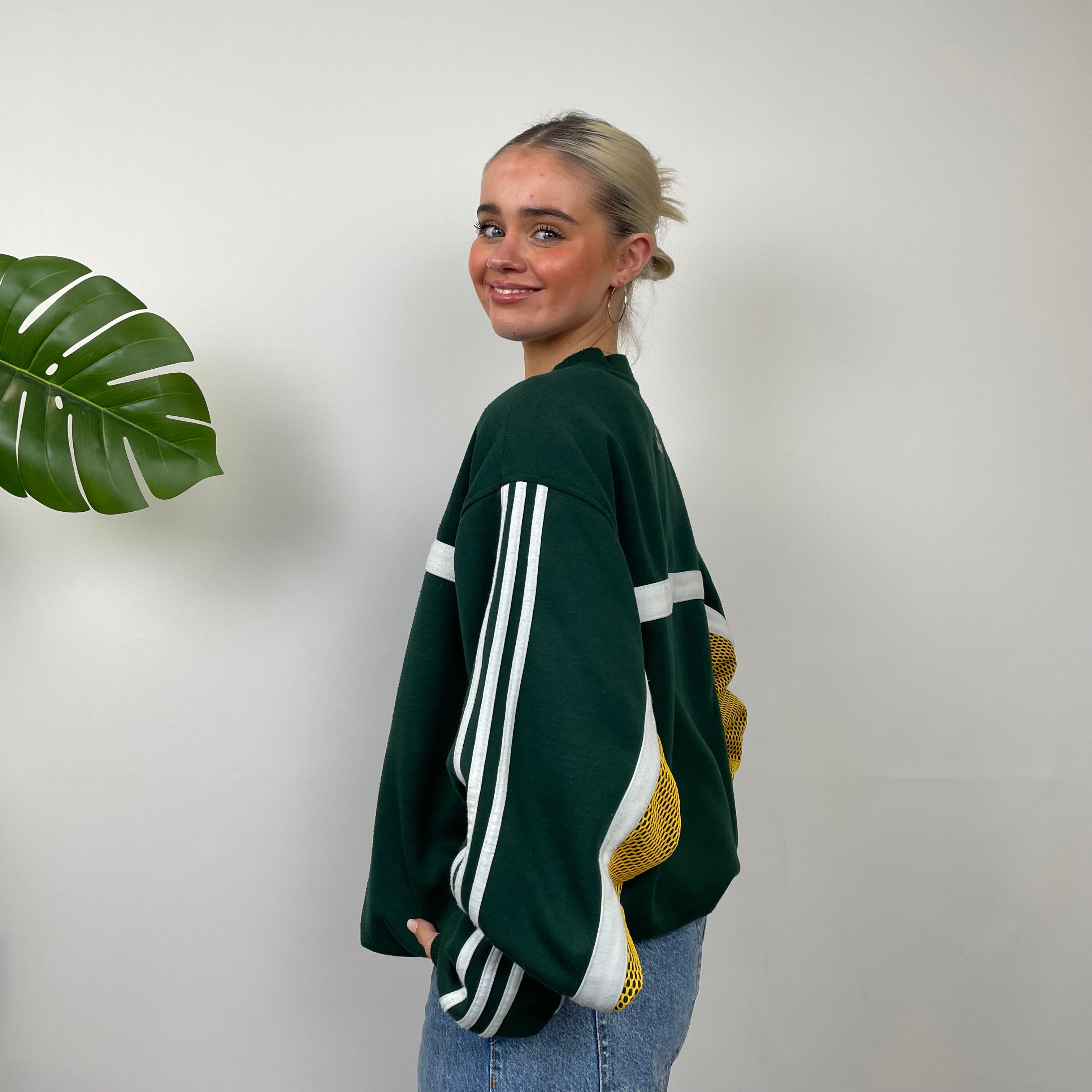 Adidas RARE Green Embroidered Spell Out Sweatshirt (XXL)