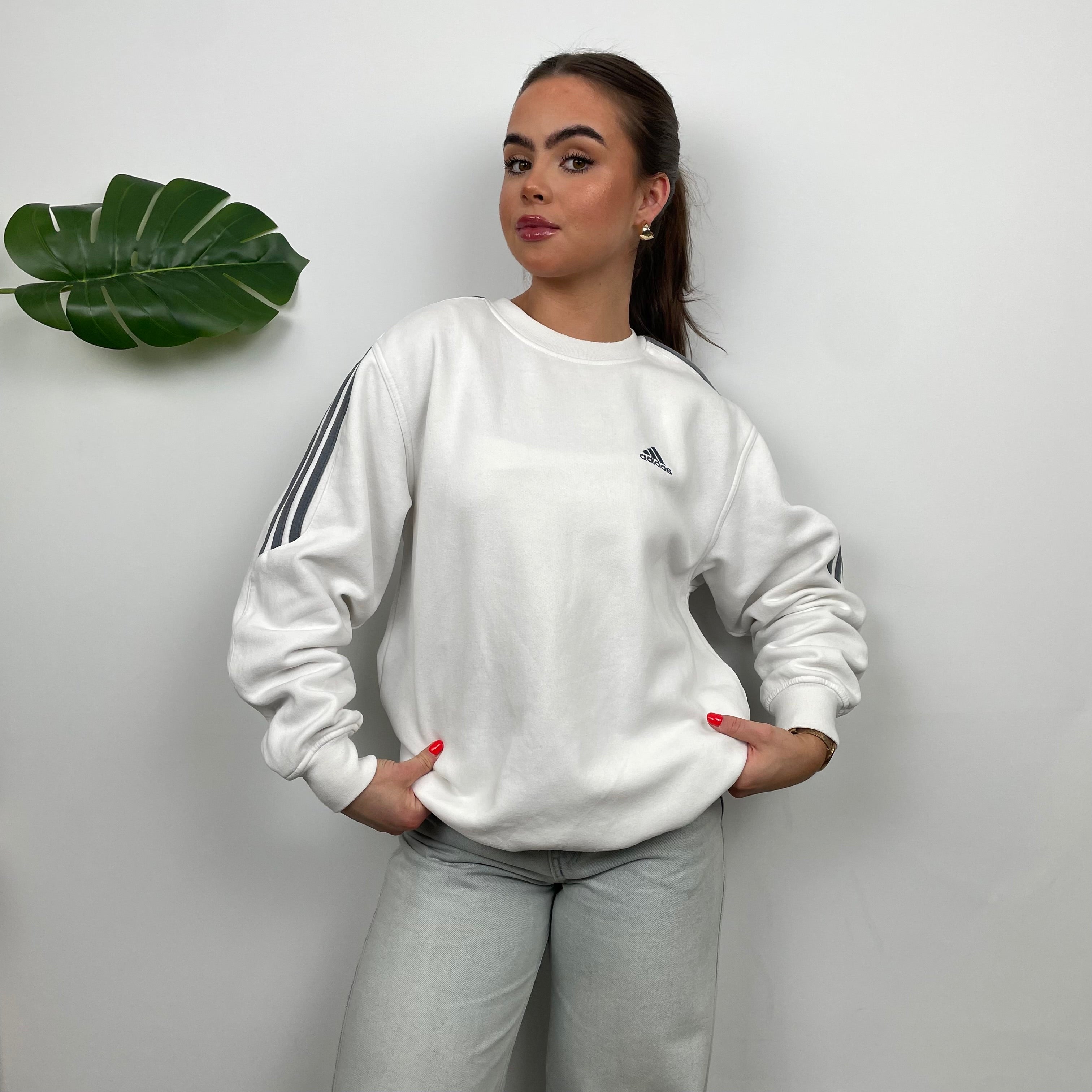 Adidas white Embroidered Spell Out Sweatshirt (L)