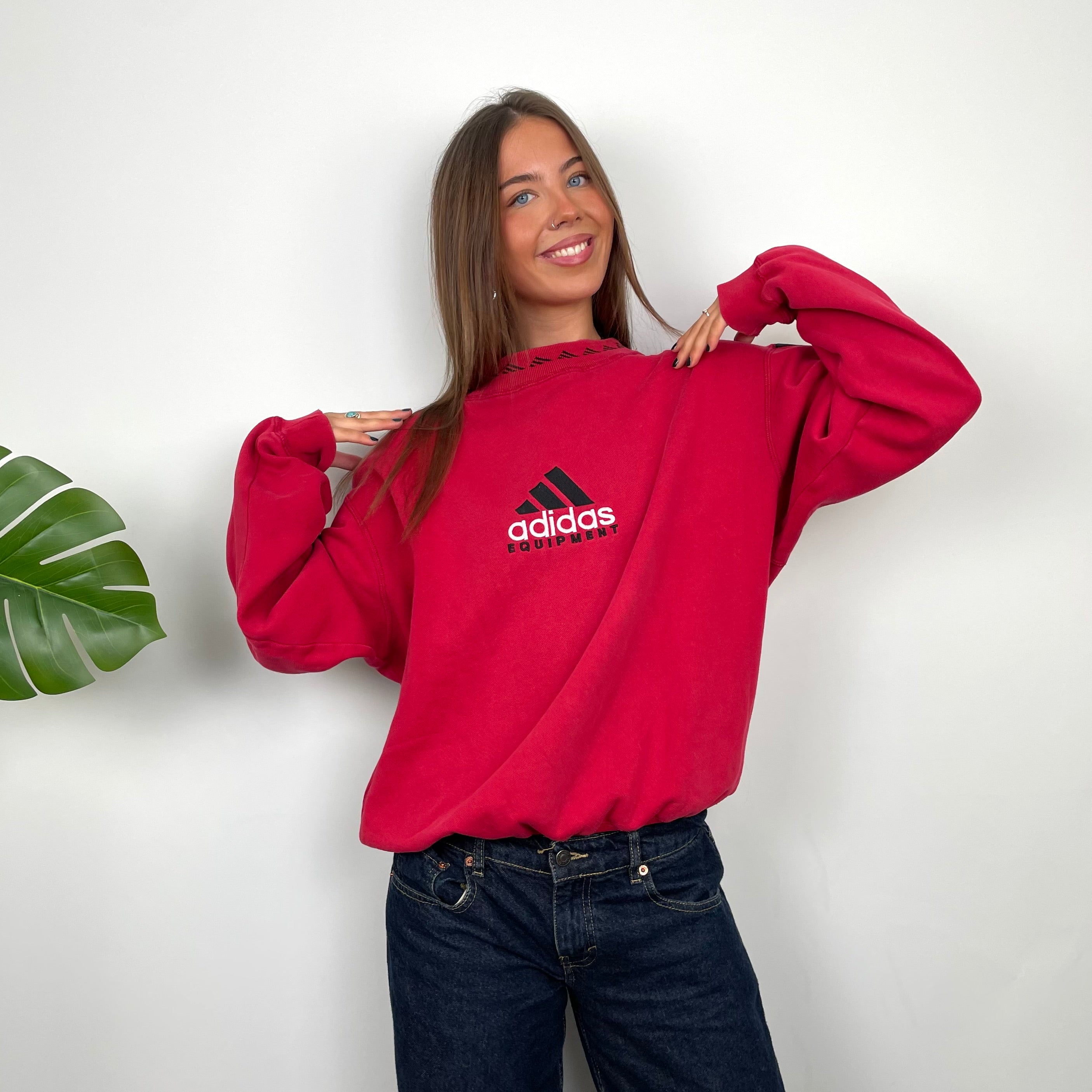 Adidas Equipment RARE Red Embroidered Spell Out Sweatshirt (M)