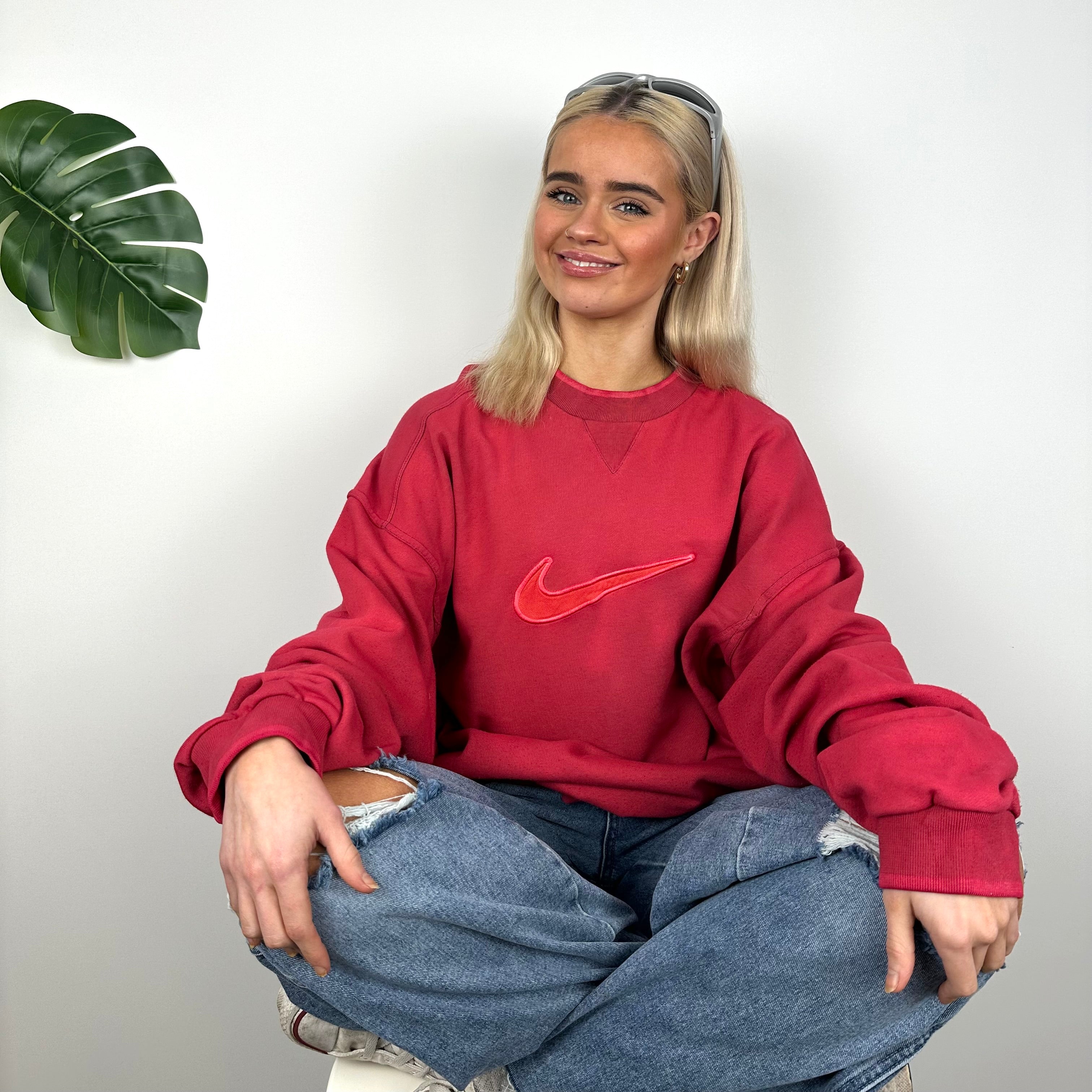 Nike Red Embroidered Swoosh Sweatshirt (XL)