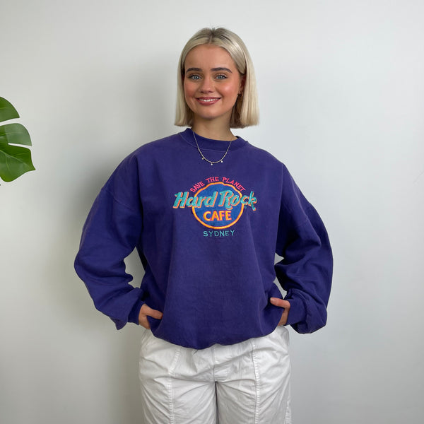 Hard Rock Cafe Sydney Purple Spell Out Sweatshirt (M)