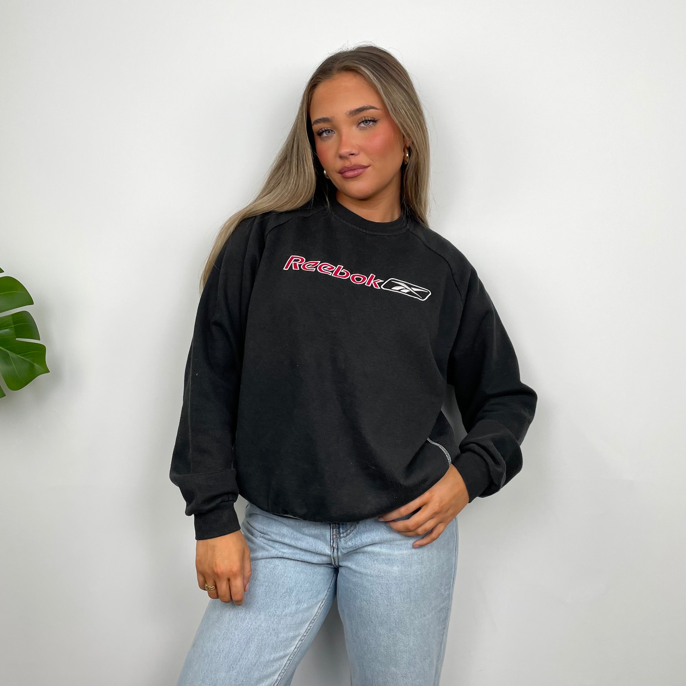 Reebok Black Embroidered Spell Out Sweatshirt (S)