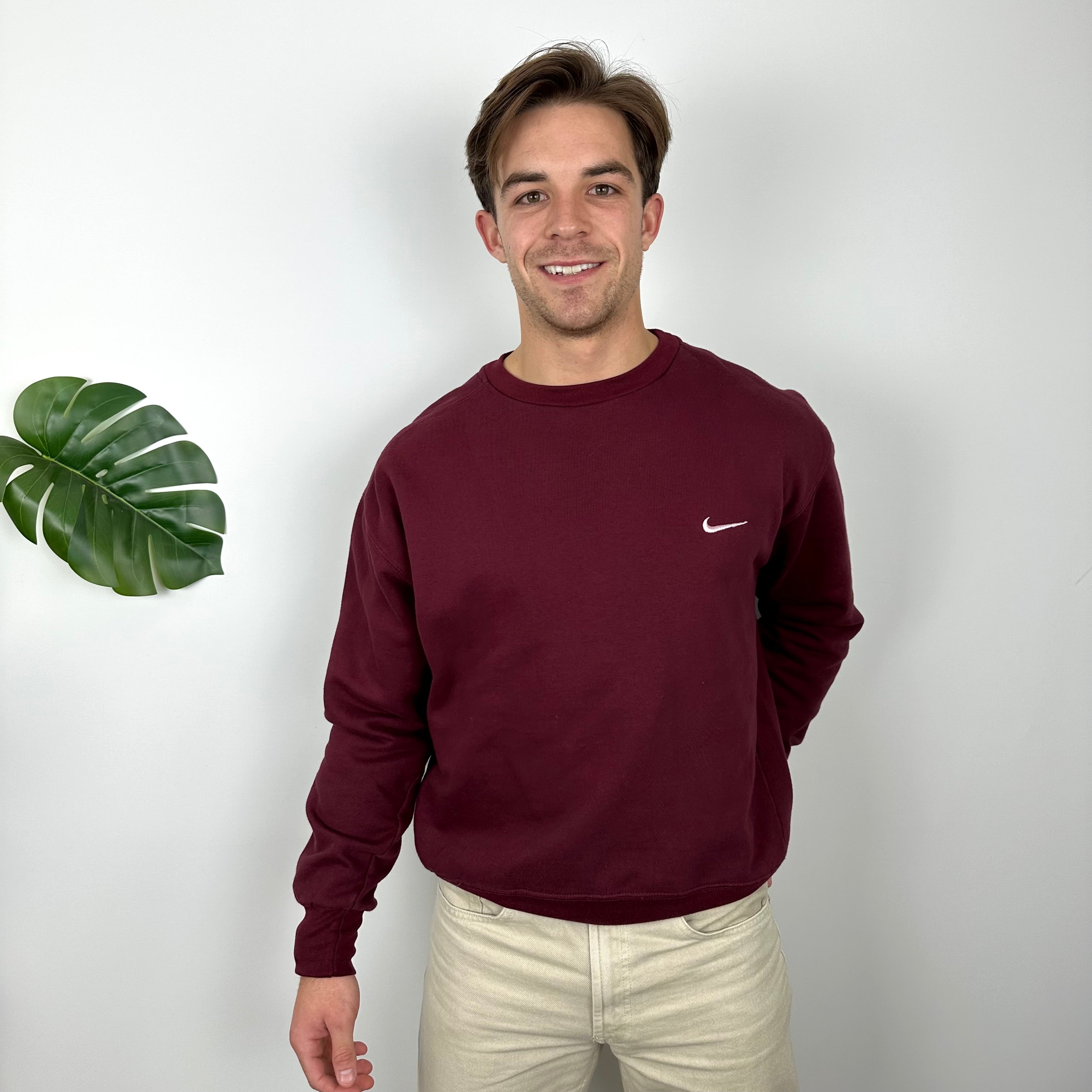 Nike Maroon Embroidered Swoosh Sweatshirt (M)