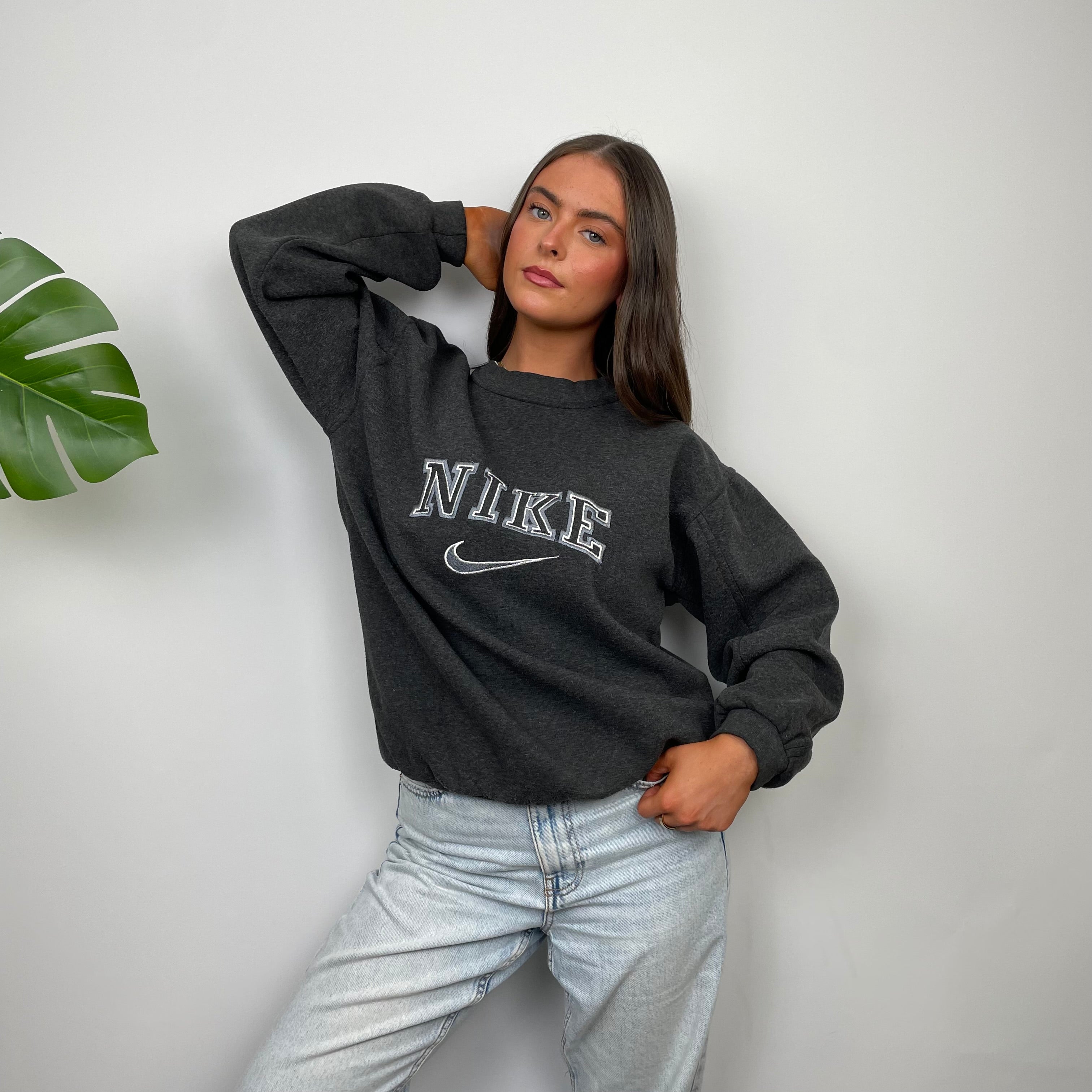 Nike Grey Embroidered Spell Out Sweatshirt (S)