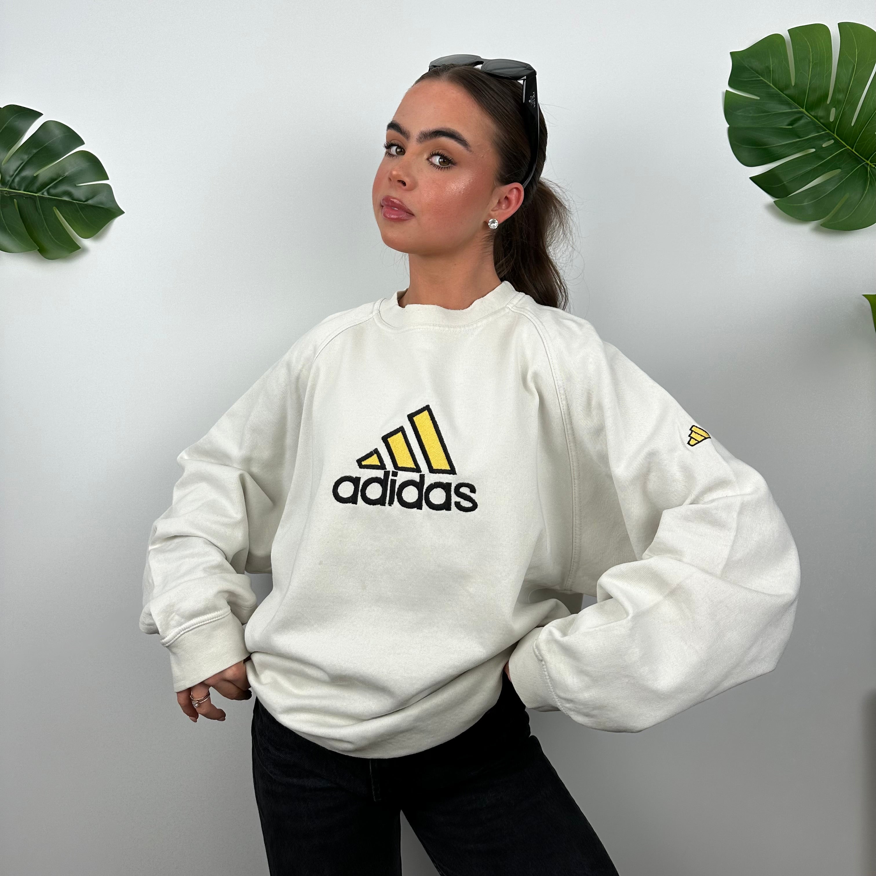 Adidas RARE White Embroidered Spell Out Sweatshirt (M)