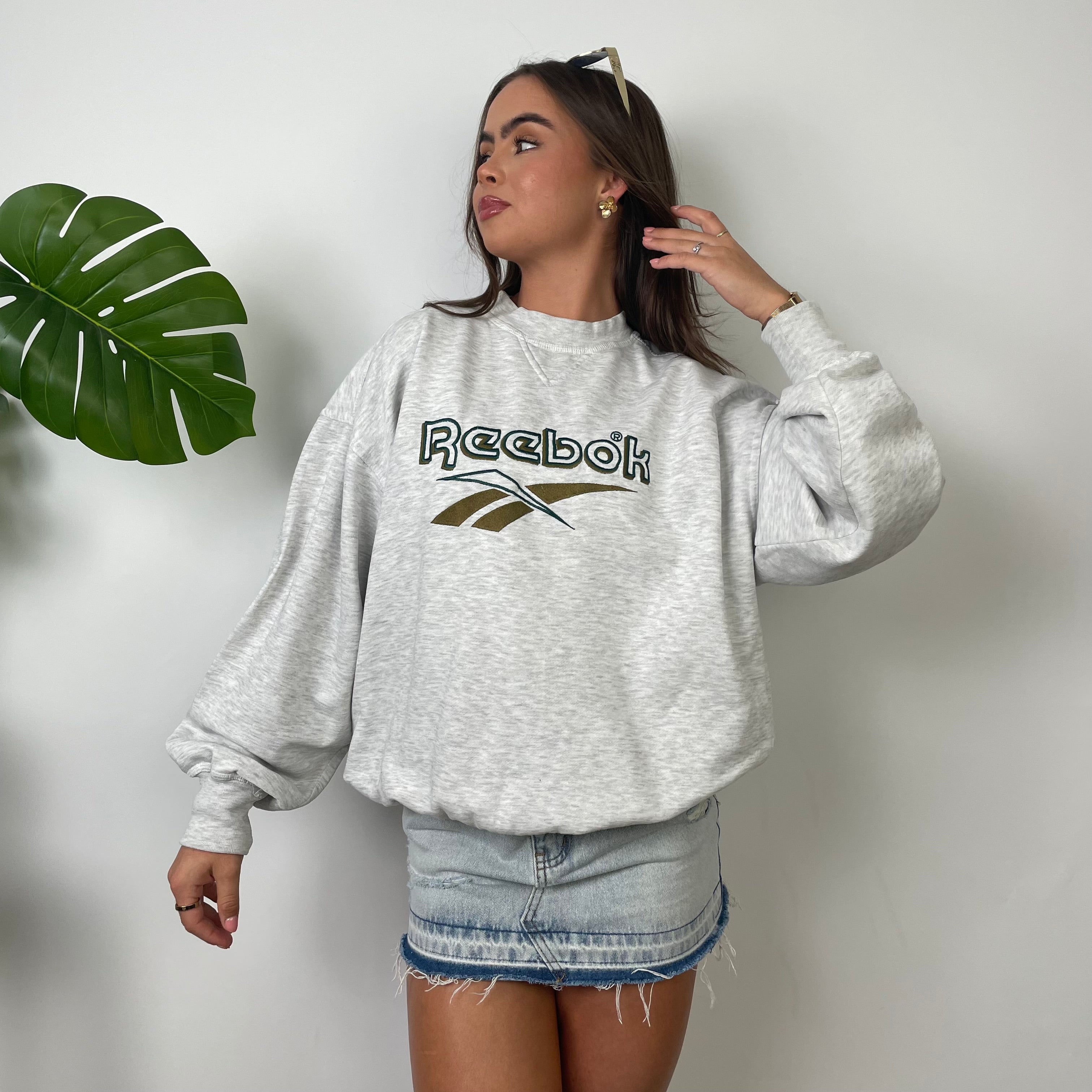 Reebok Grey Embroidered Spell Out Sweatshirt (M)