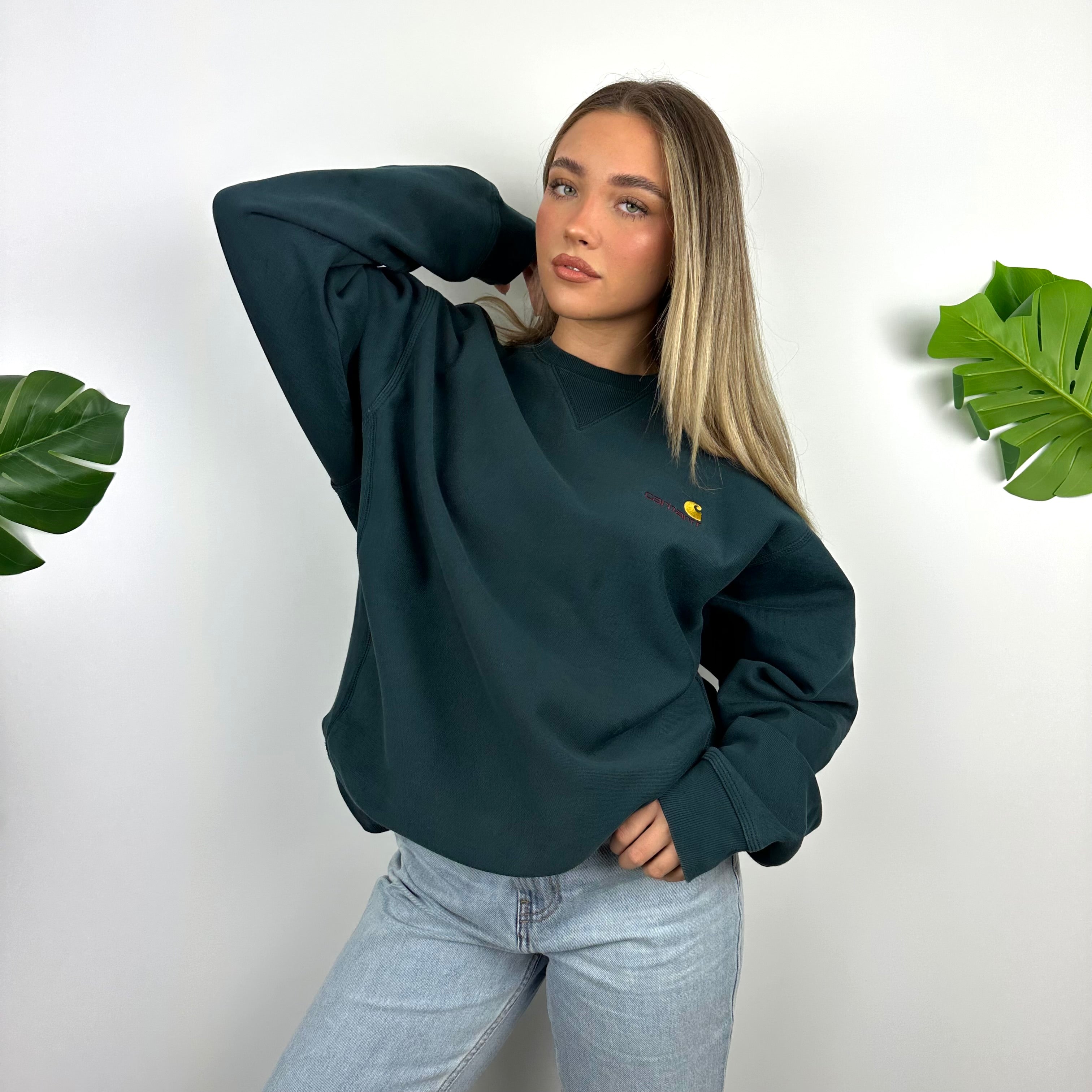 Carhartt Green Embroidered Spell Out Sweatshirt (L)