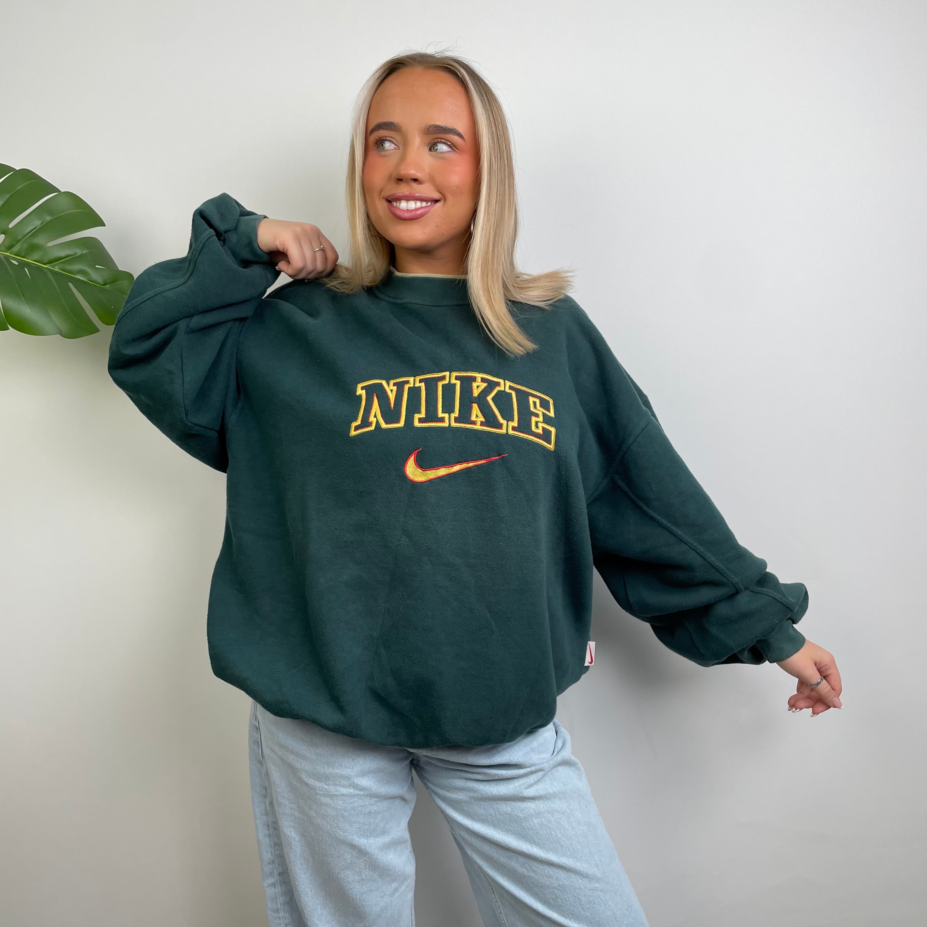 Nike Green Embroidered Spell Out Sweatshirt (L)