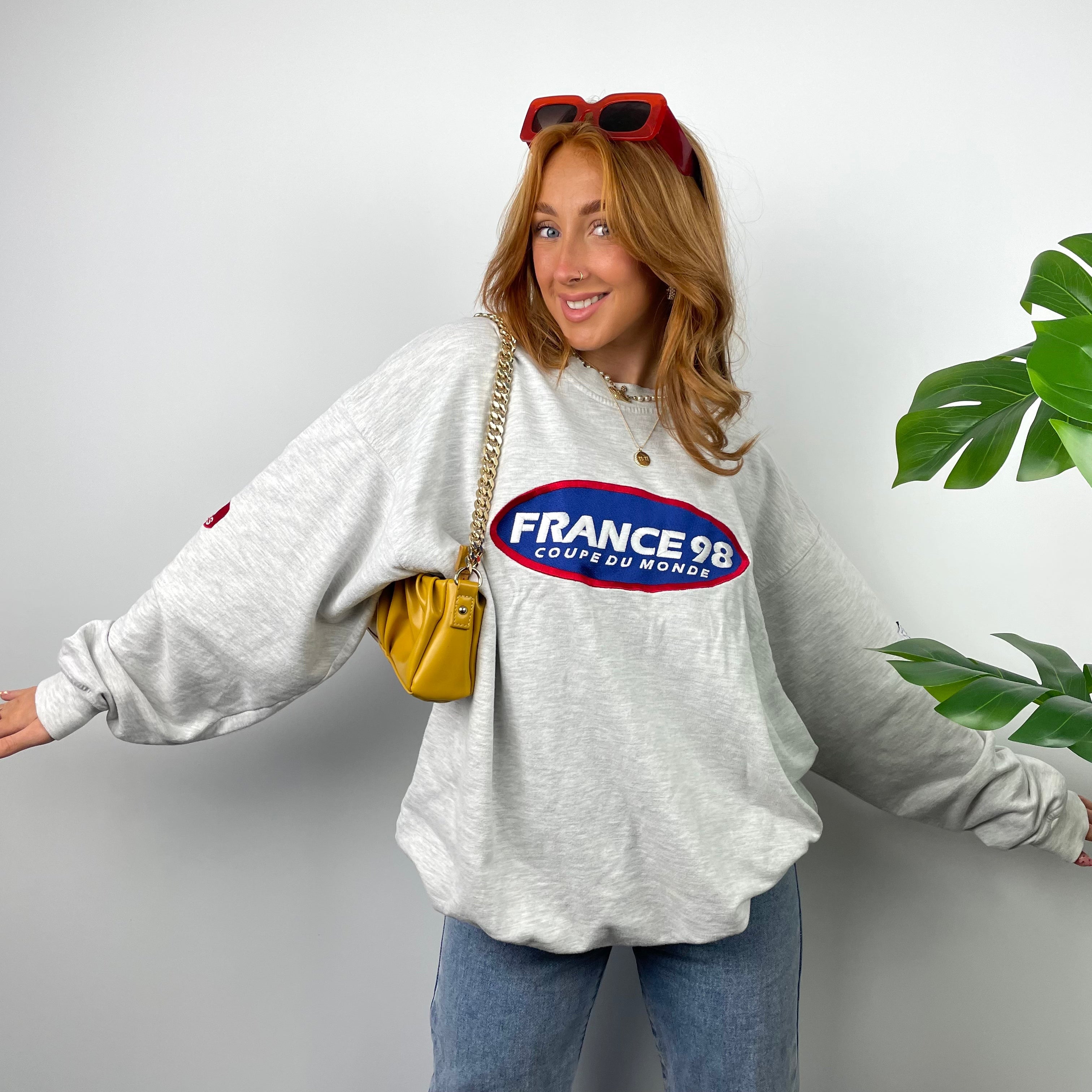 Adidas x Football World Cup France 1998 RARE Grey Embroidered Spell Out Sweatshirt (M)