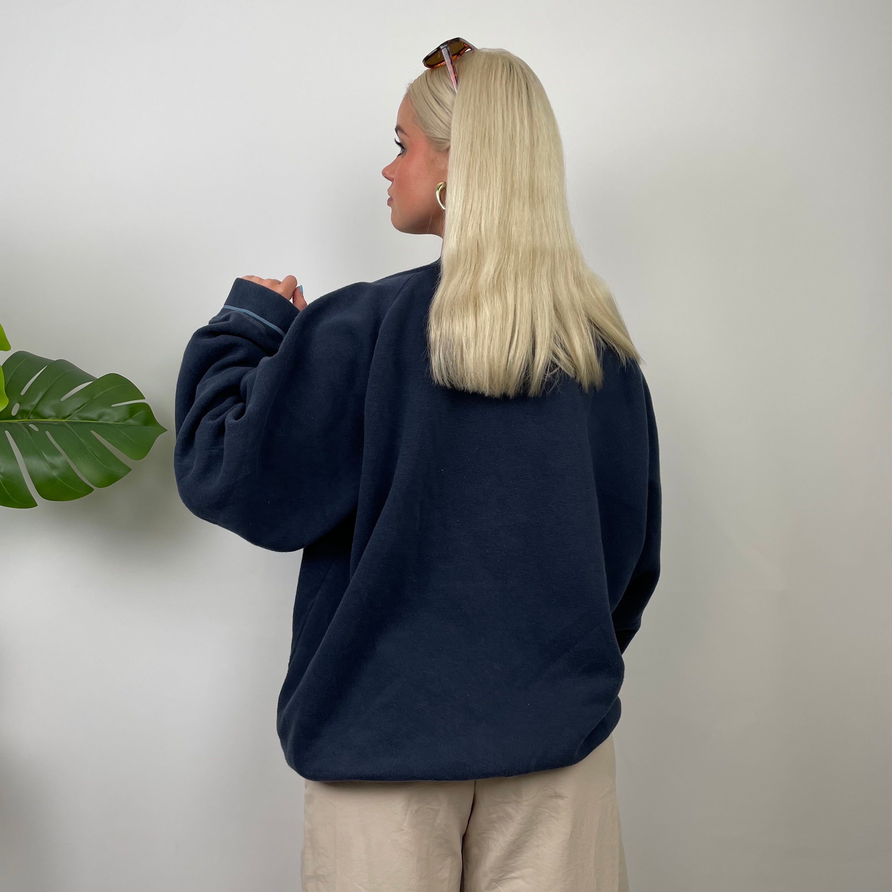 Adidas Navy Embroidered Spell Out Sweatshirt (L)