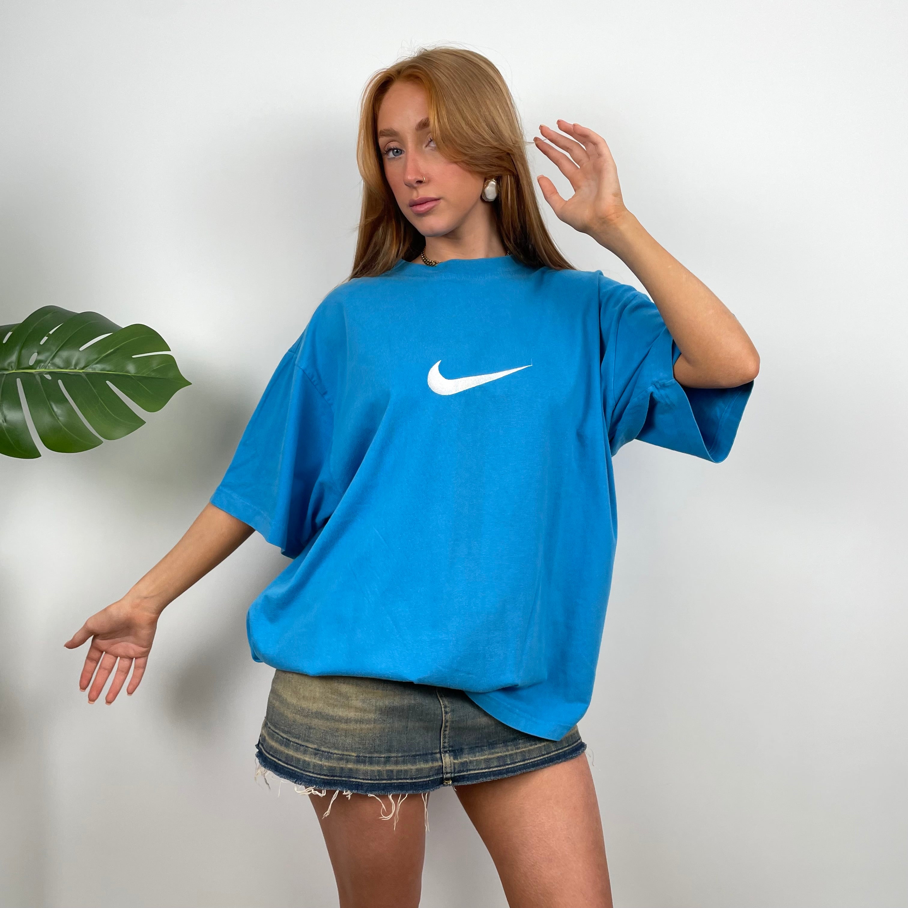 Nike RARE Blue Embroidered Spell Out T Shirt (L)