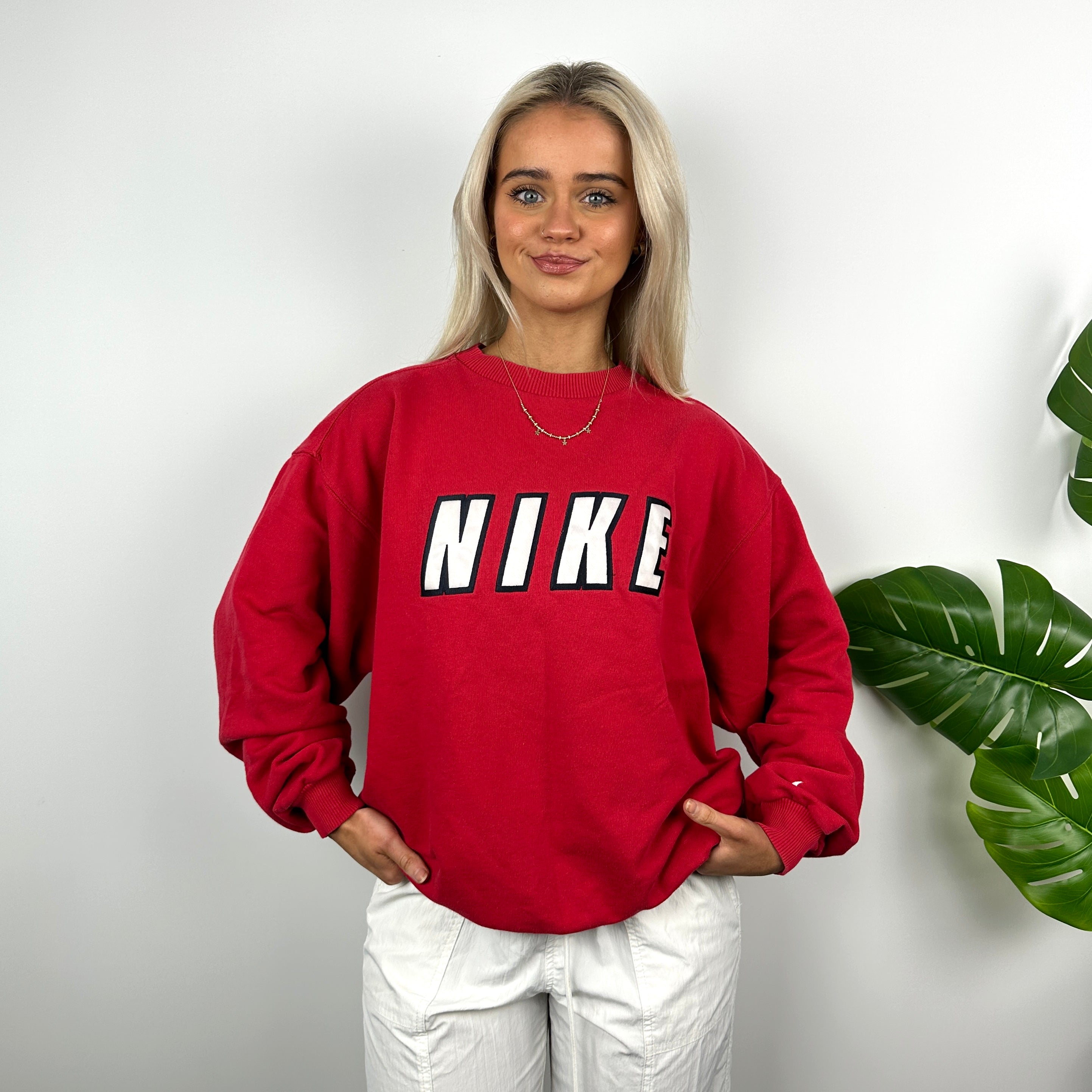 Nike Red Embroidered Spell Out Sweatshirt (M)