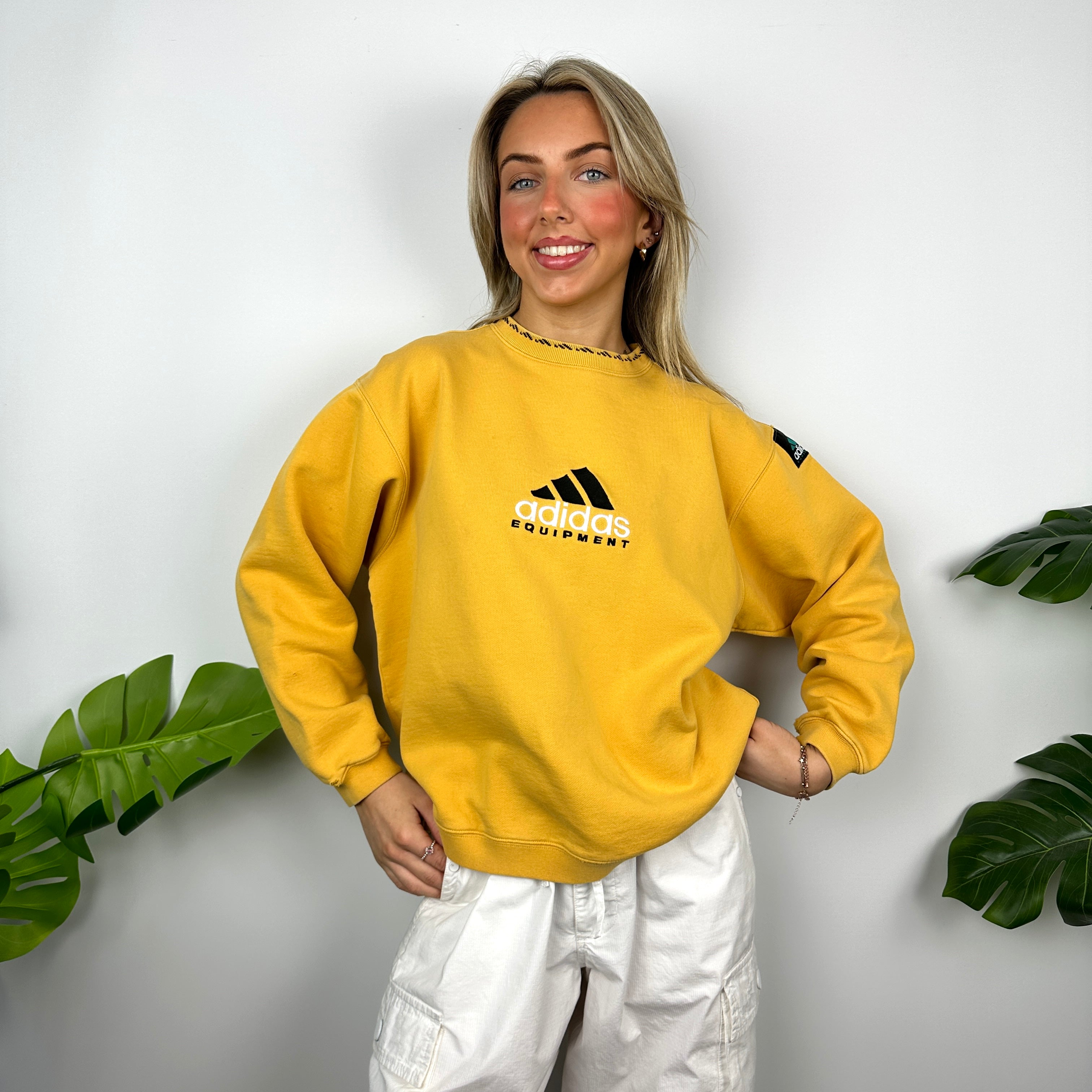 Adidas Equipment EQT RARE Yellow Embroidered Spell Out Sweatshirt (S)