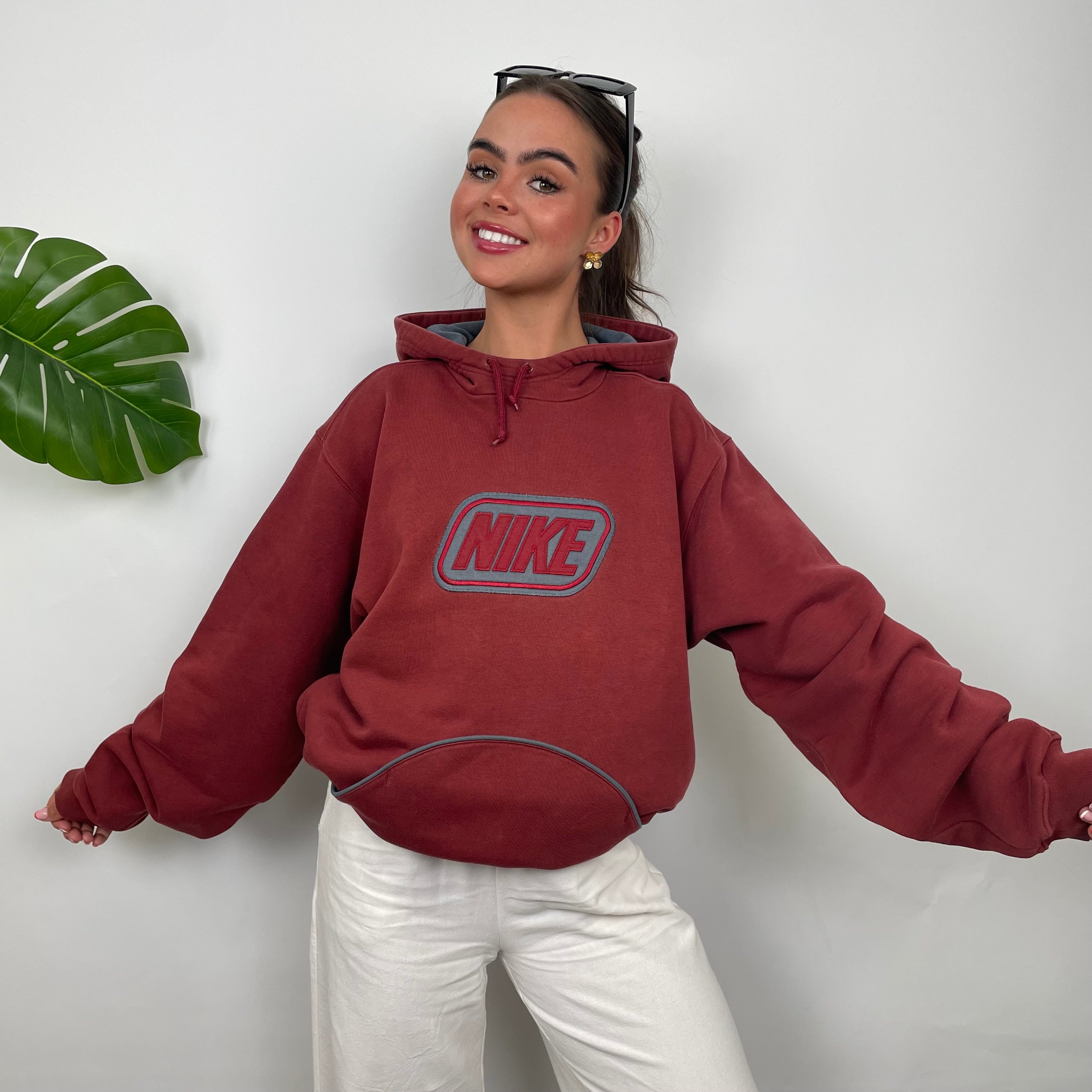 Nike Red Embroidered Spell Out Hoodie (M)