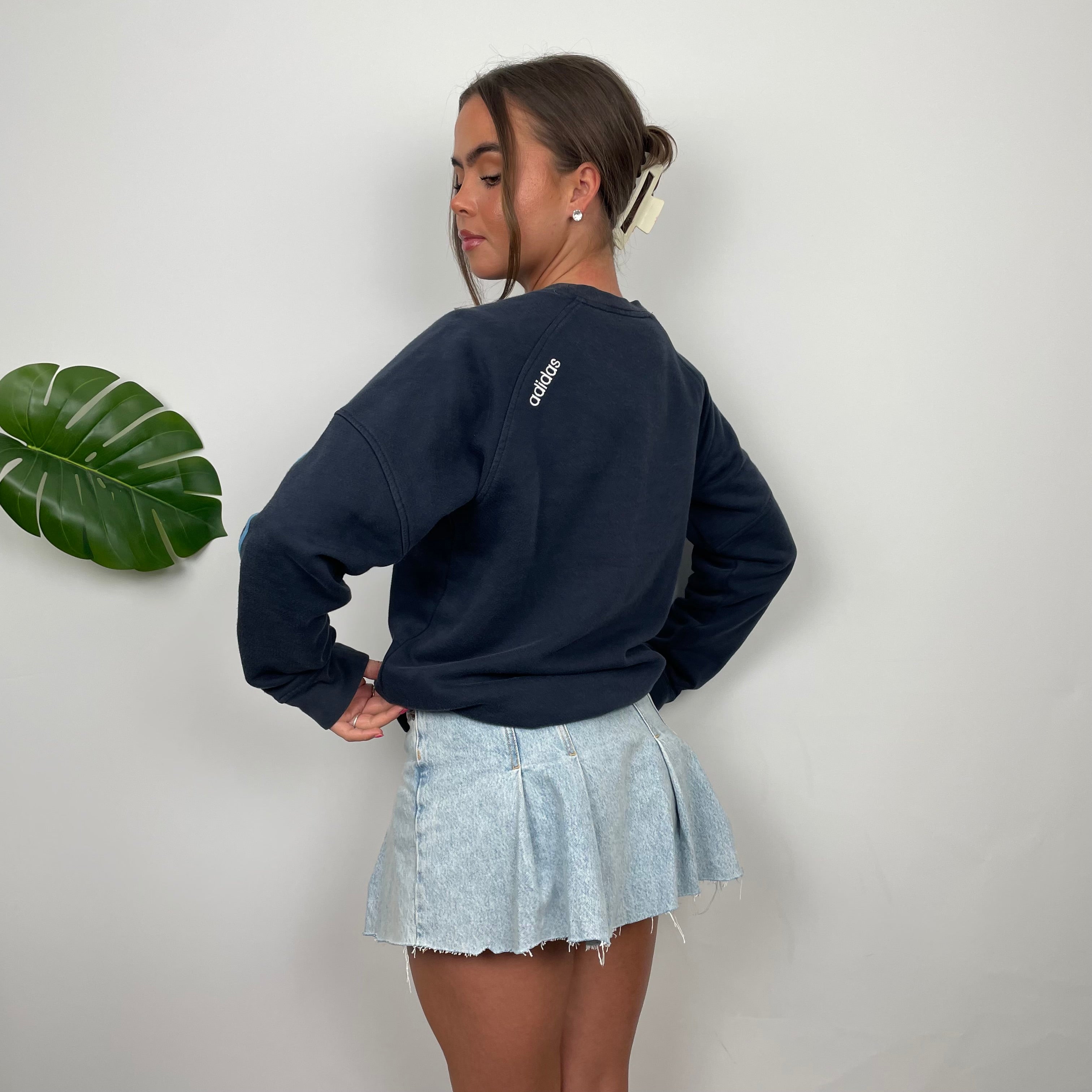 Adidas Navy Embroidered Spell Out Sweatshirt (S)