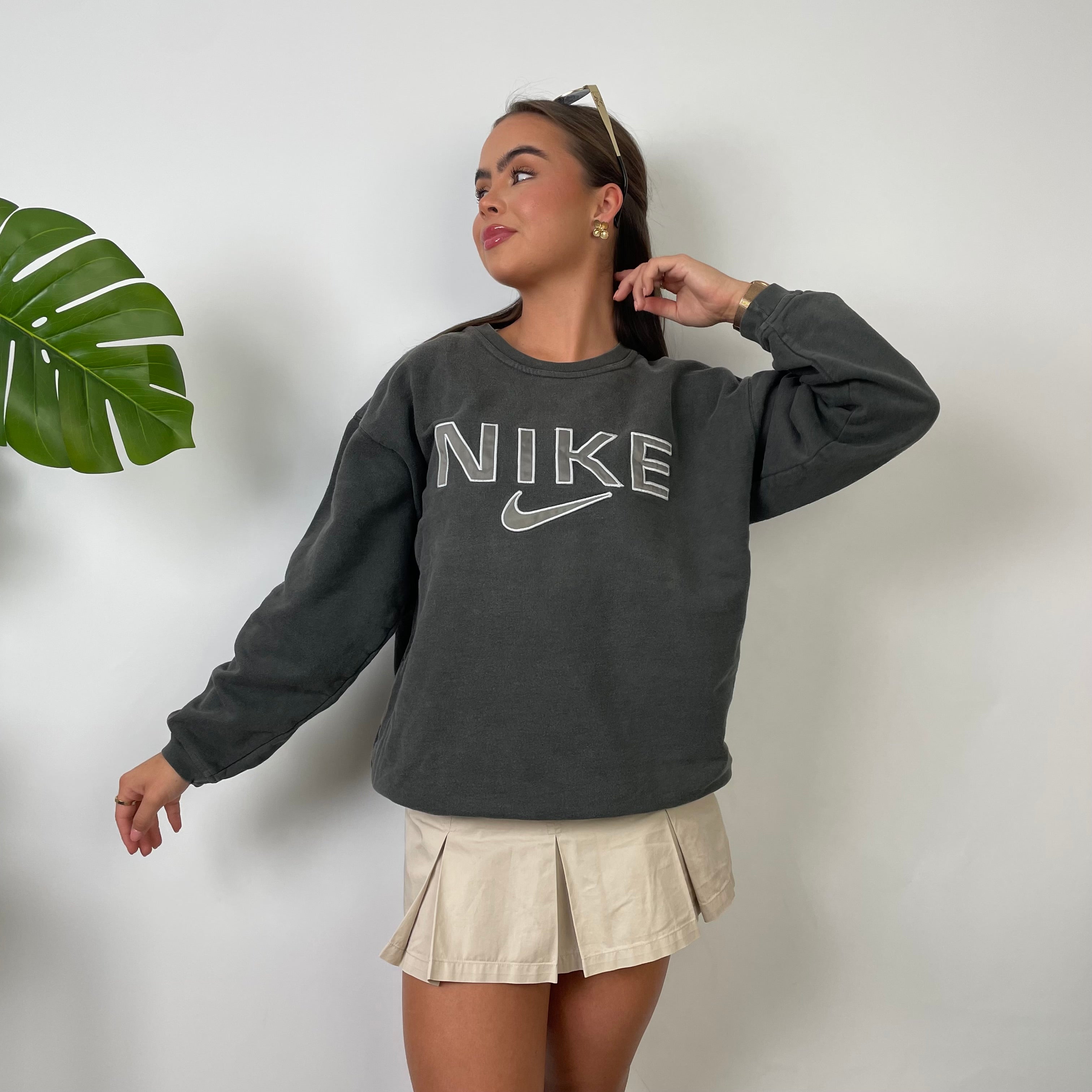 Nike Grey Embroidered Spell Out Sweatshirt (S)