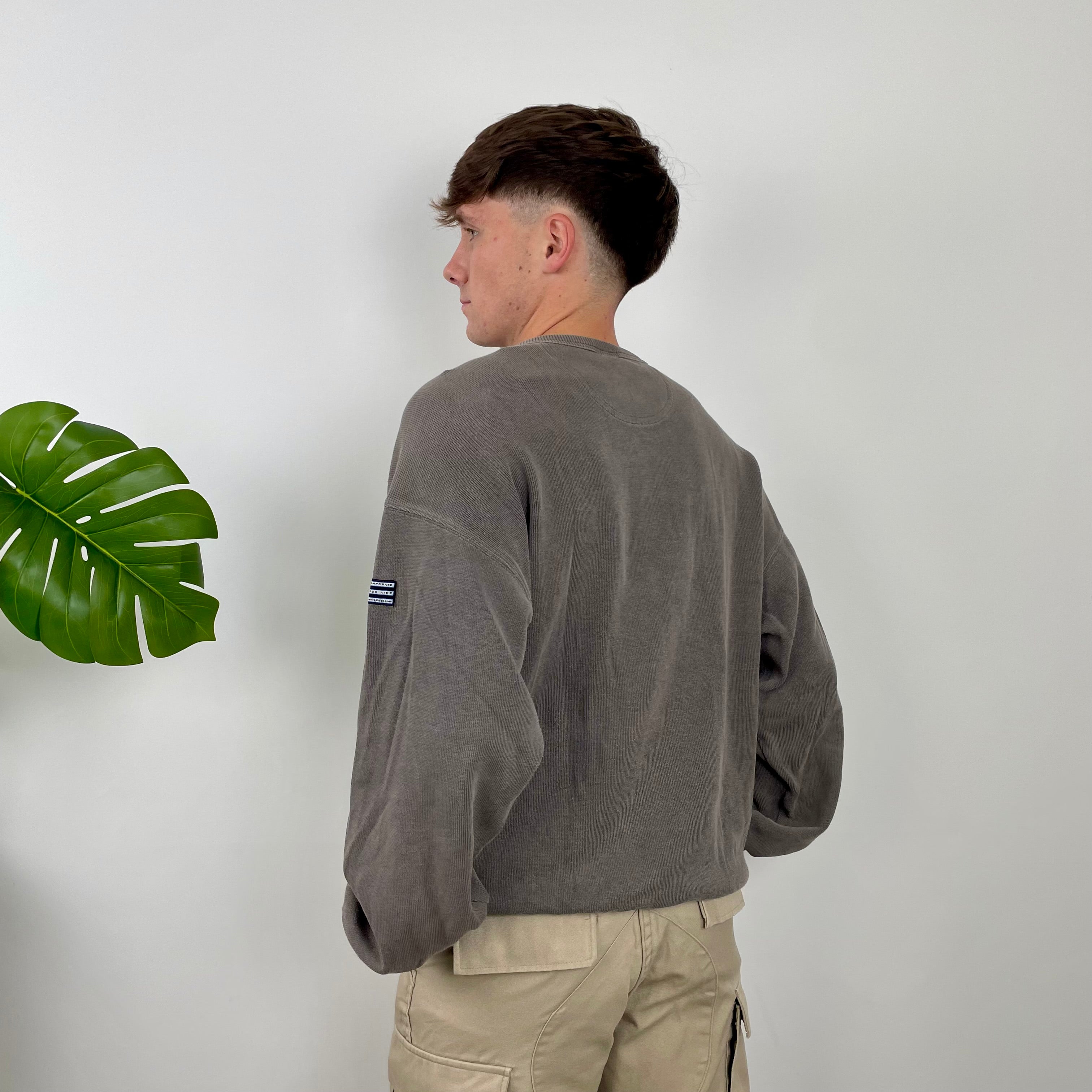 Adidas Grey Embroidered Spell Out Sweatshirt (L)