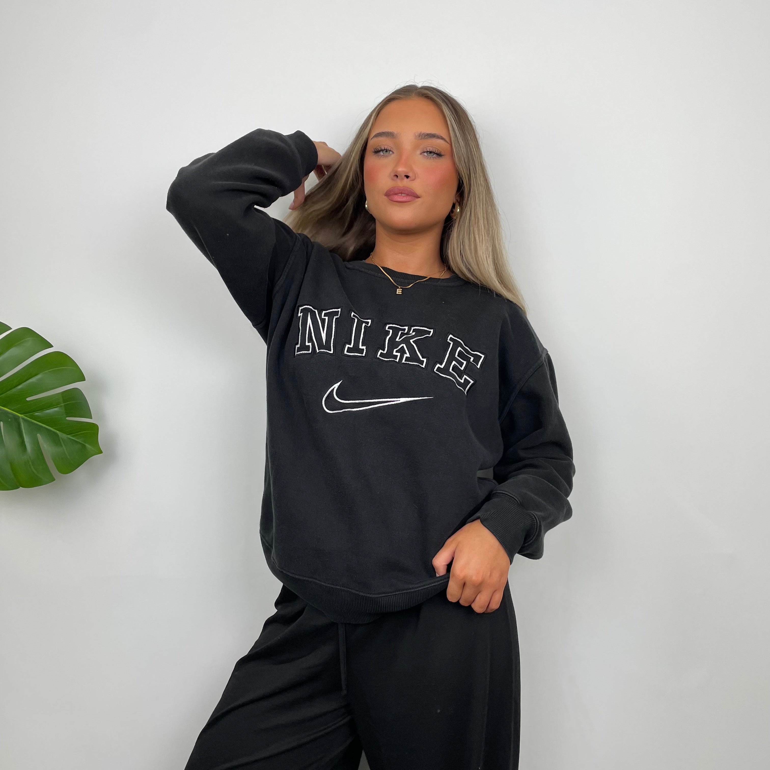 Nike Grey Embroidered Spell Out Sweatshirt (XS)