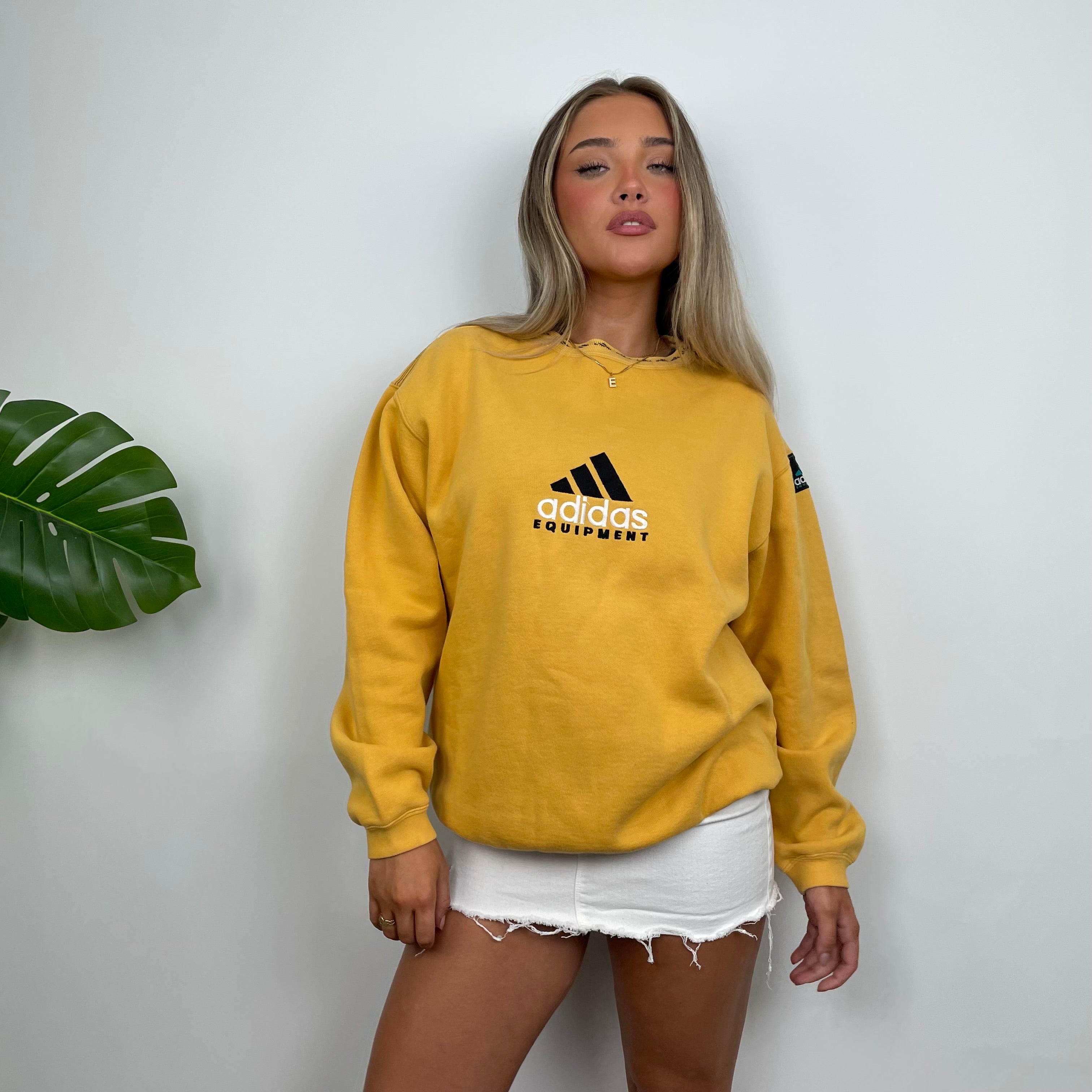 Adidas Equipment Yellow Embroidered Spell Out Sweatshirt (M)