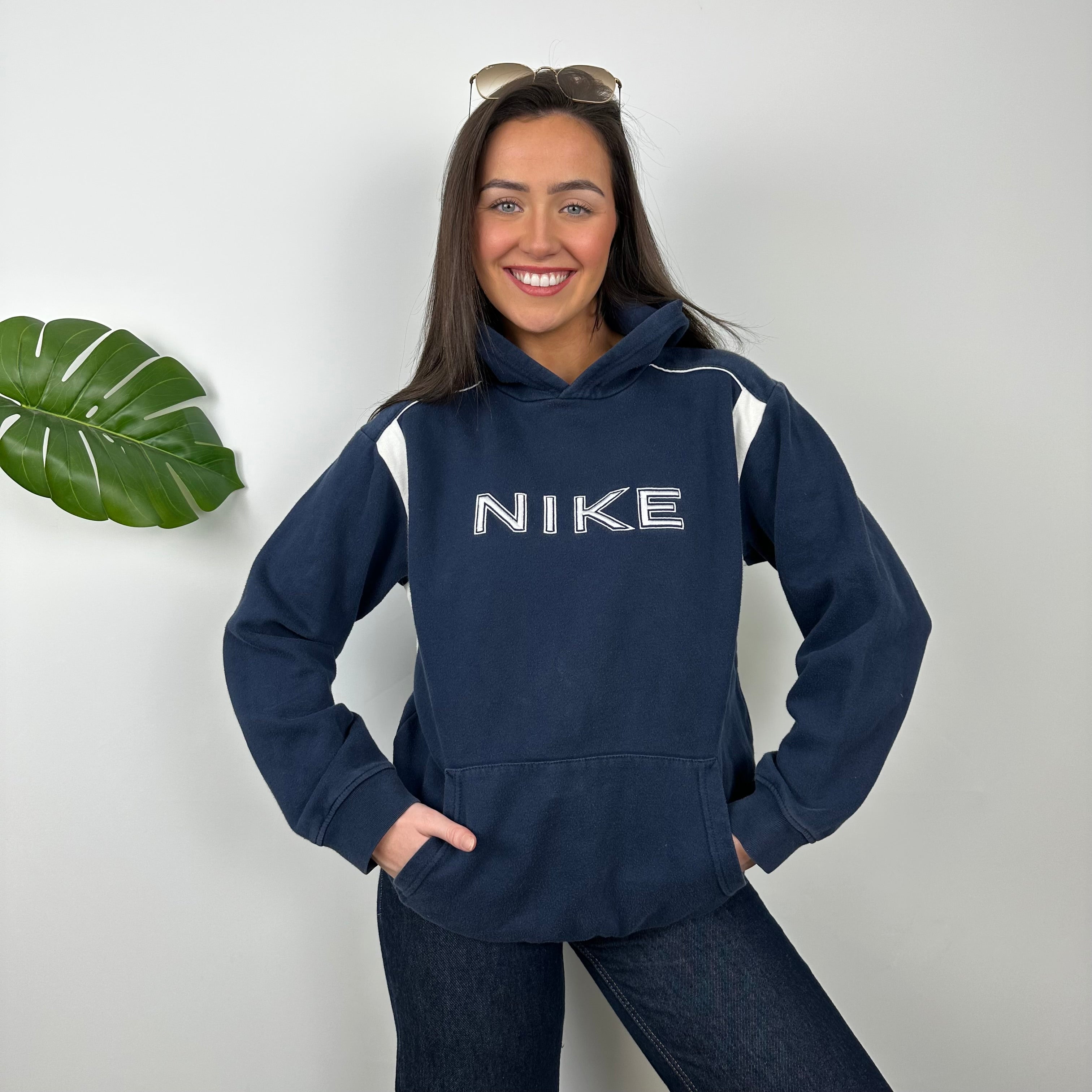 Nike Navy Embroidered Spell Out Hoodie (M)