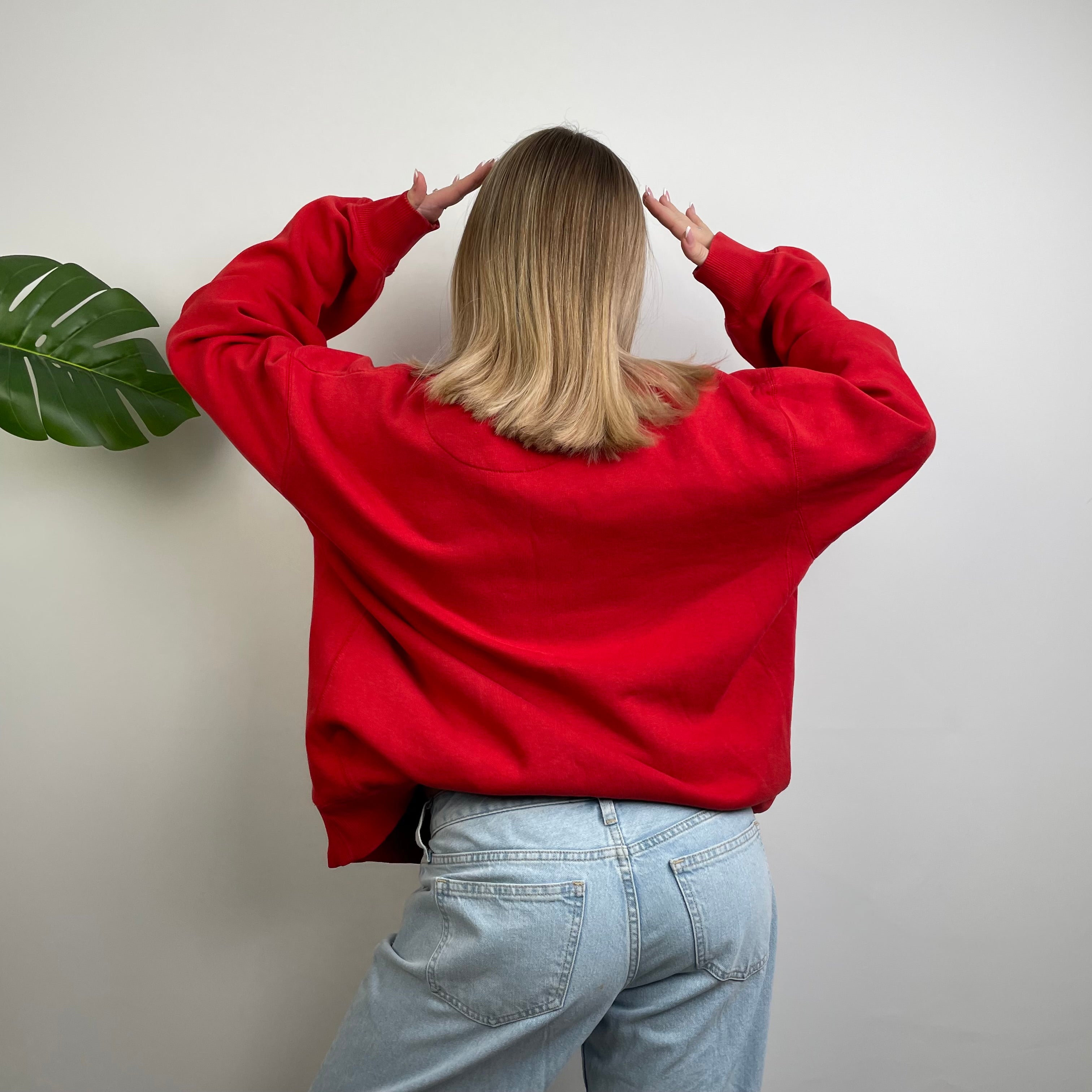 Nike Red Embroidered Swoosh Sweatshirt (XL)