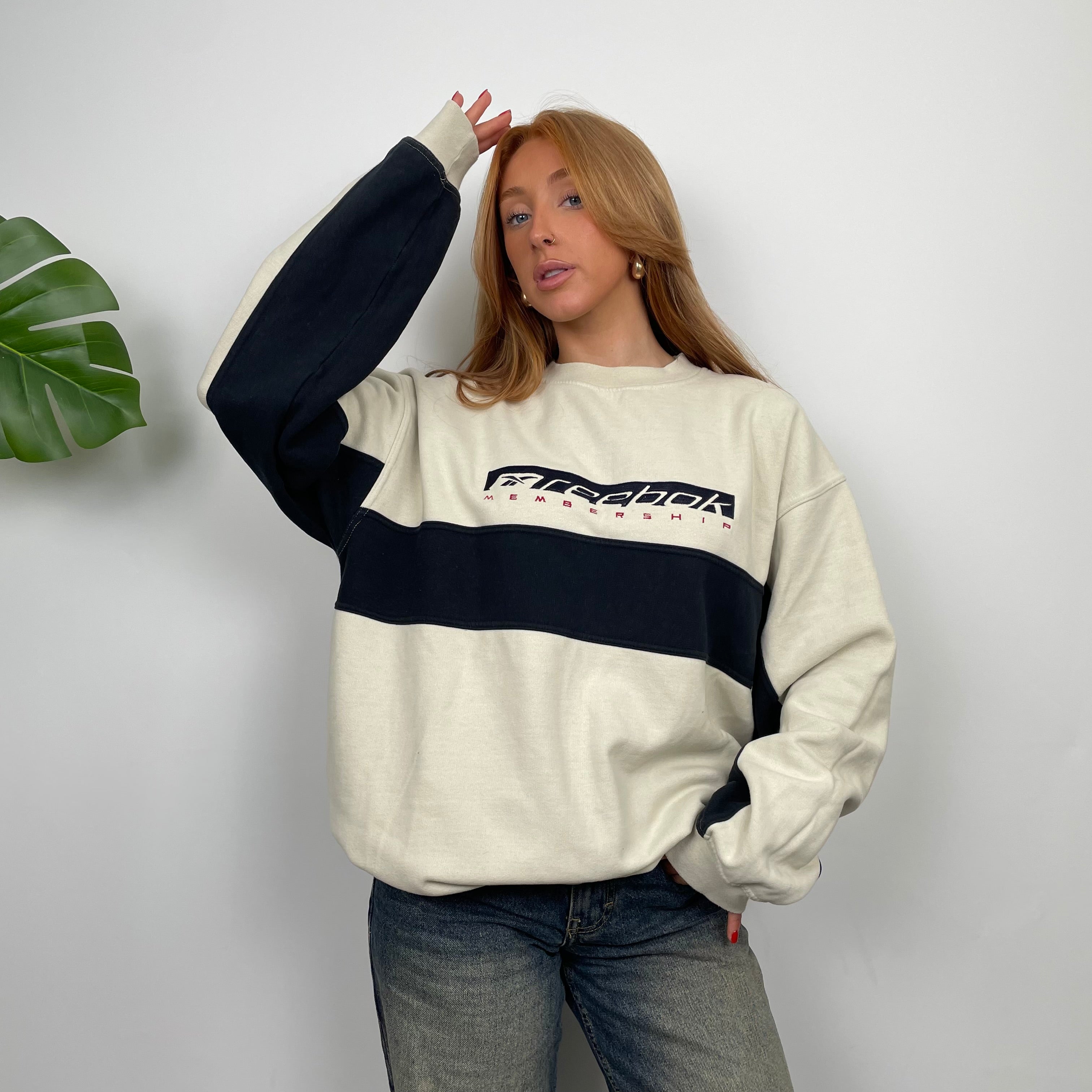 Reebok RARE Cream Embroidered Spell Out Sweatshirt (XXL)