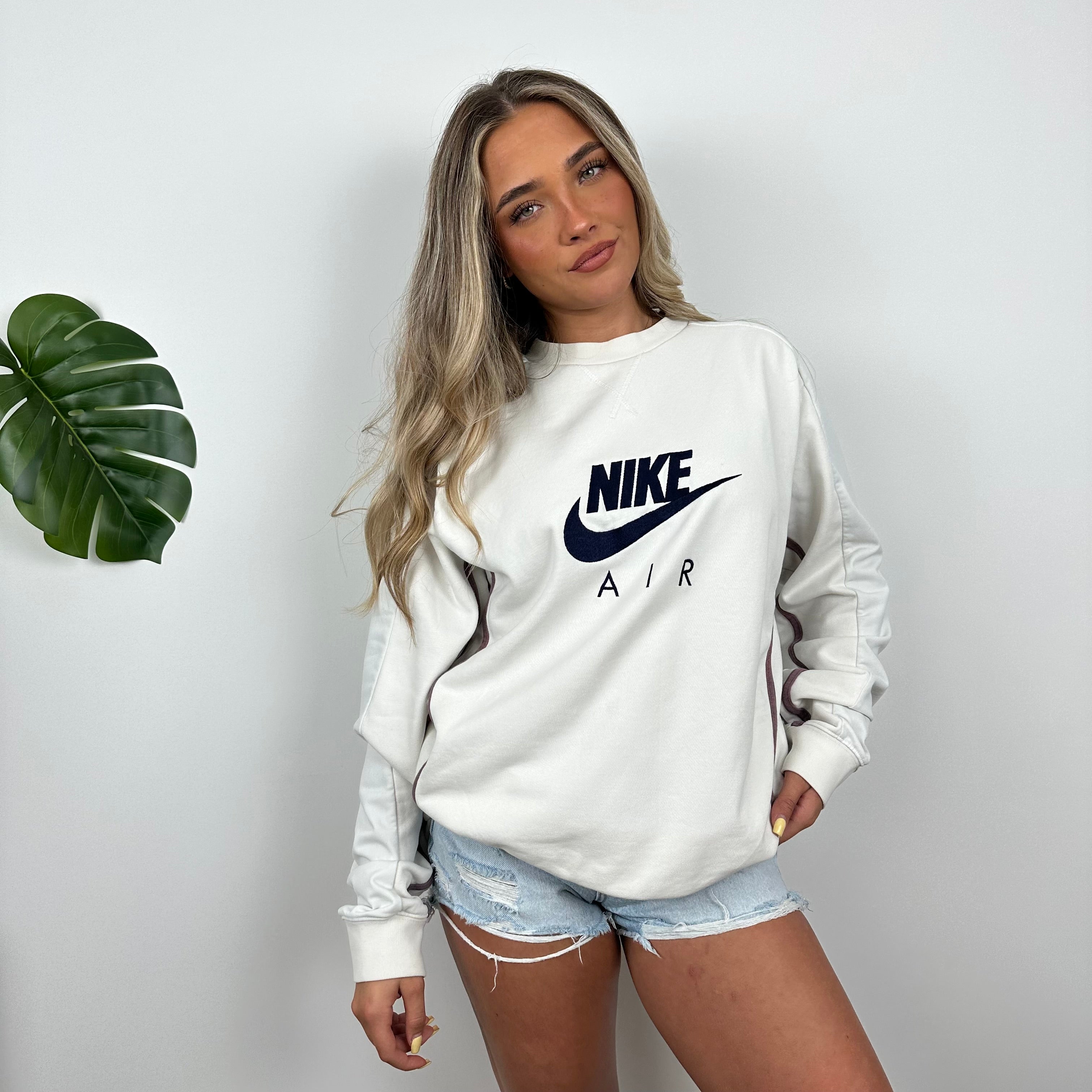 Nike Air White Embroidered Spell Out Sweatshirt (M)