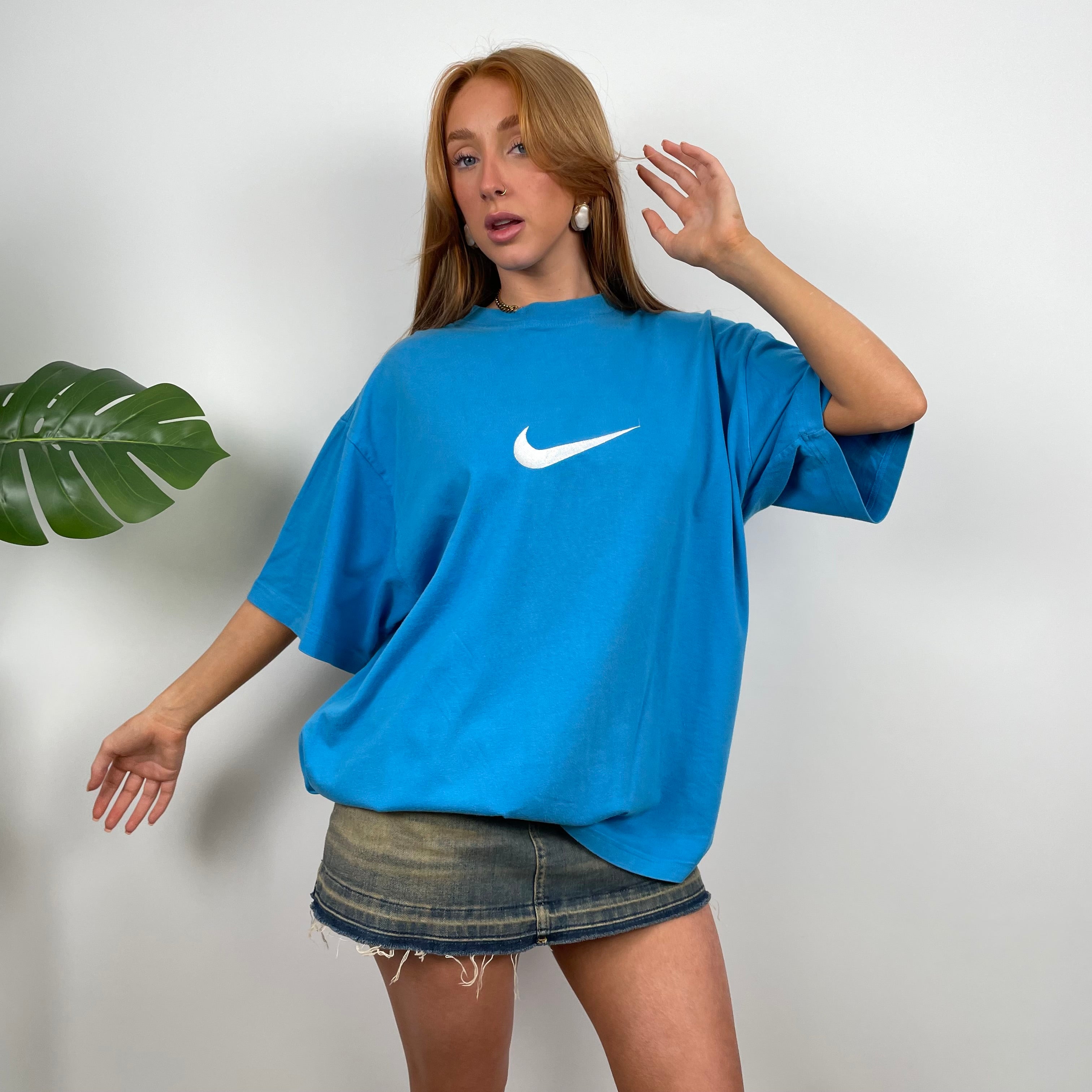 Nike RARE Blue Embroidered Spell Out T Shirt (L)