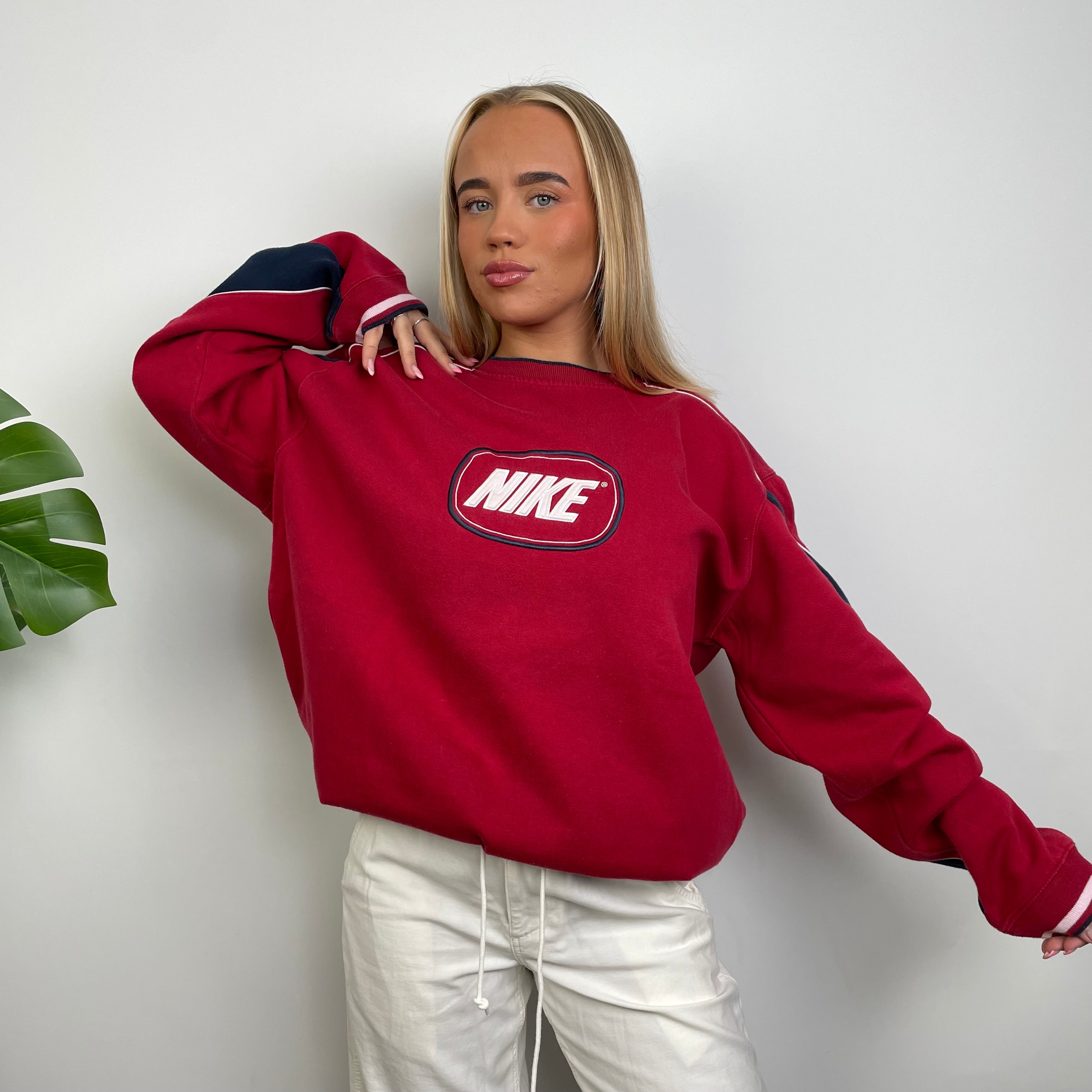 Nike Red Embroidered Spell Out Sweatshirt (L)