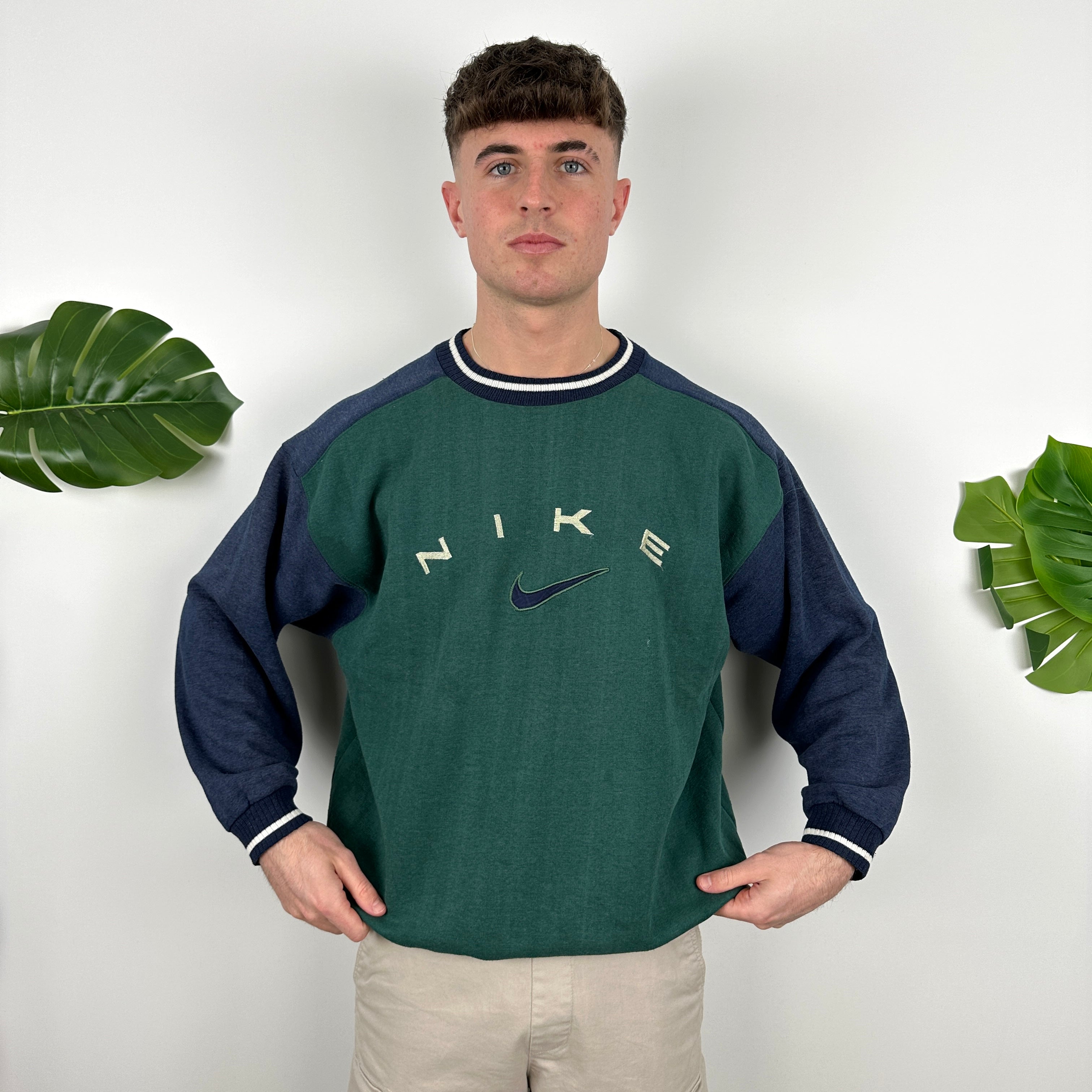 Nike RARE Green Embroidered Spell Out Sweatshirt (XL)