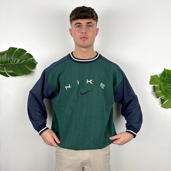 Nike RARE Green Embroidered Spell Out Sweatshirt (XL)