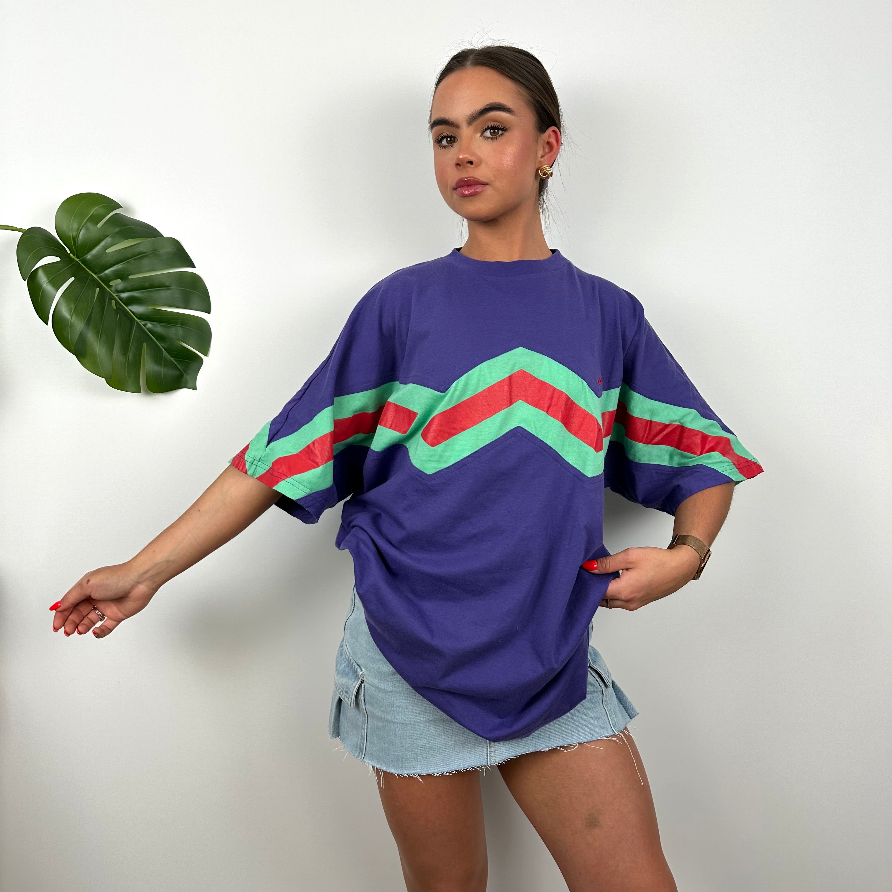 Adidas Embroidered Spell Out Colour Block T Shirt (L)