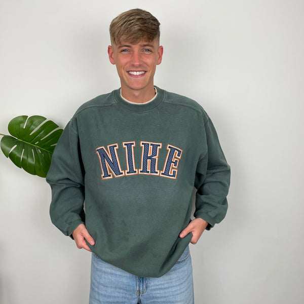 Nike Green Embroidered Spell Out Sweatshirt (XL)