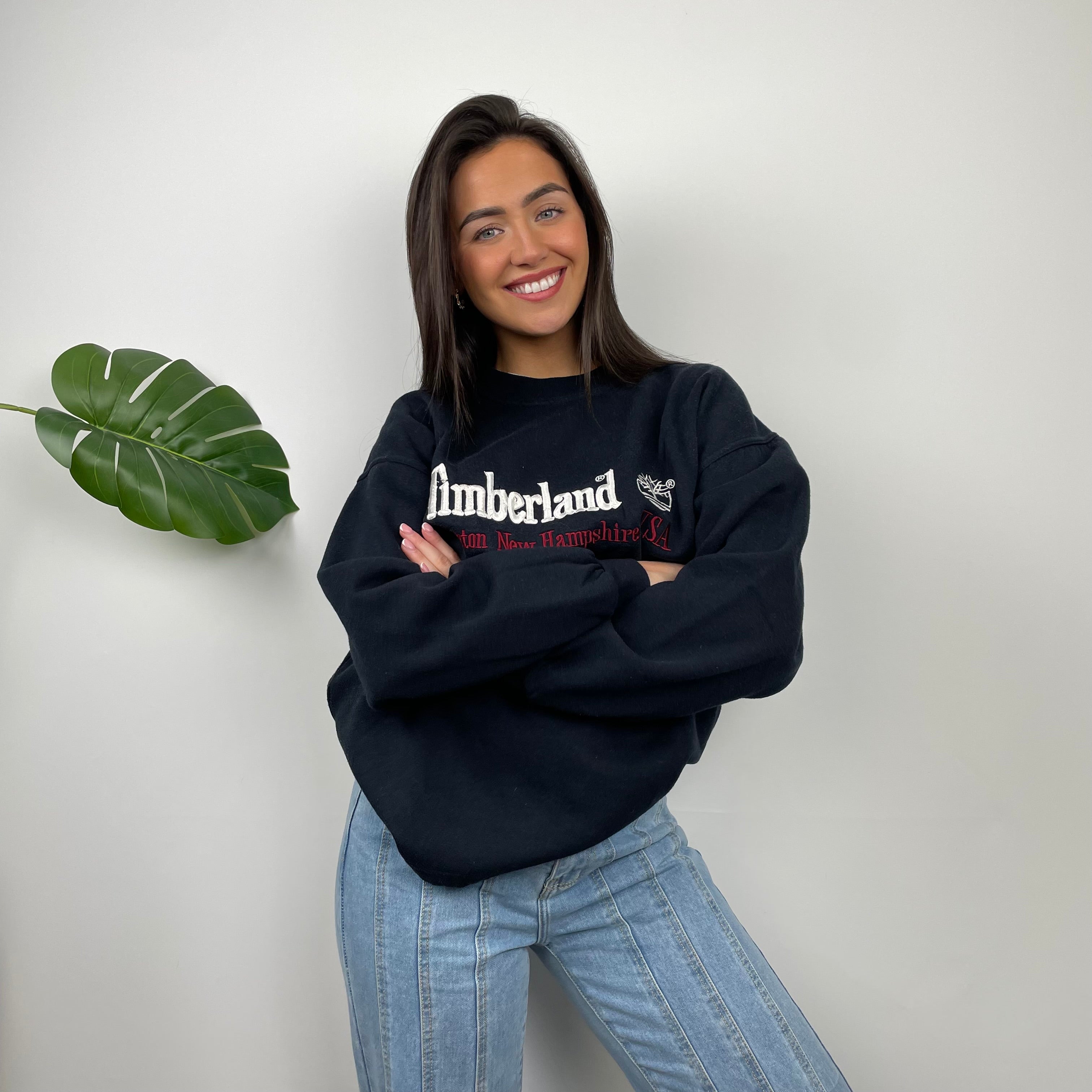 Timberland Black Embroidered Spell Out Sweatshirt (L)