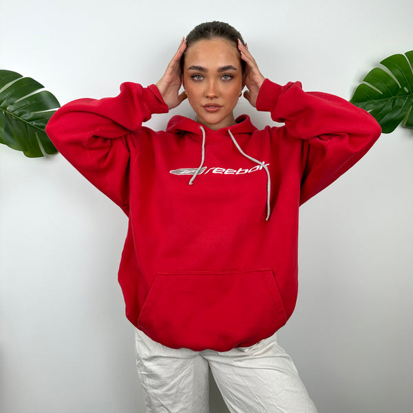 Reebok Red Embroidered Spell Out Hoodie (M)