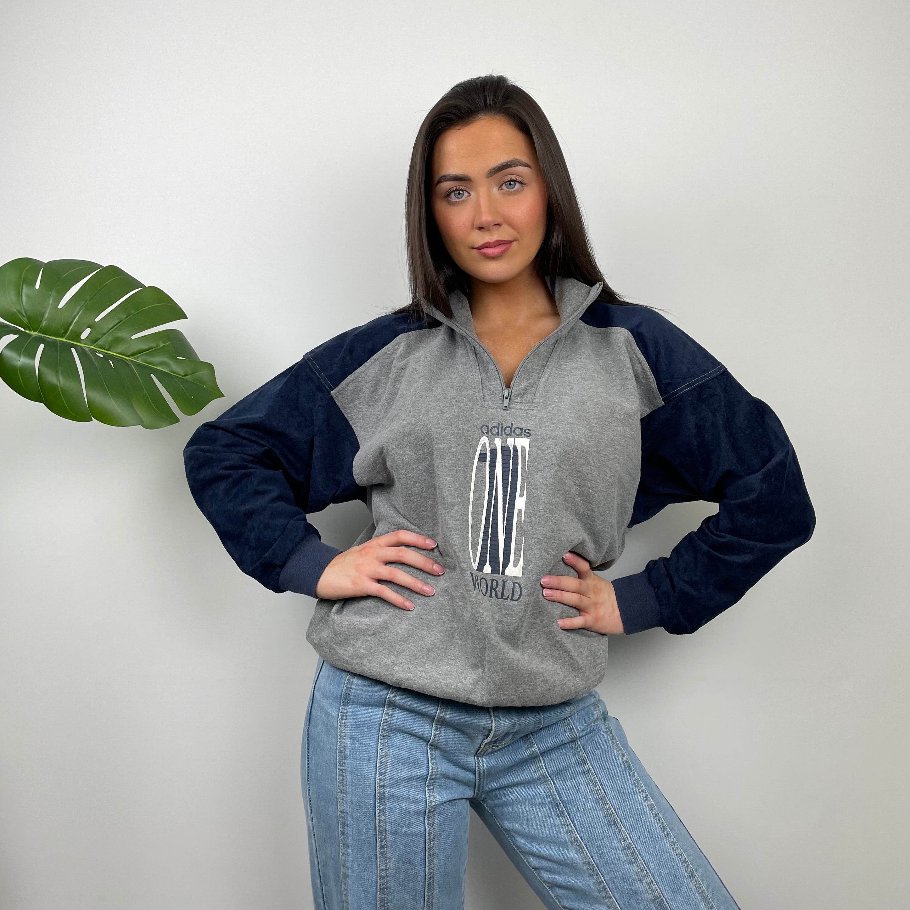 Adidas One World RARE Spell Out Quarter Zip Sweatshirt (M)