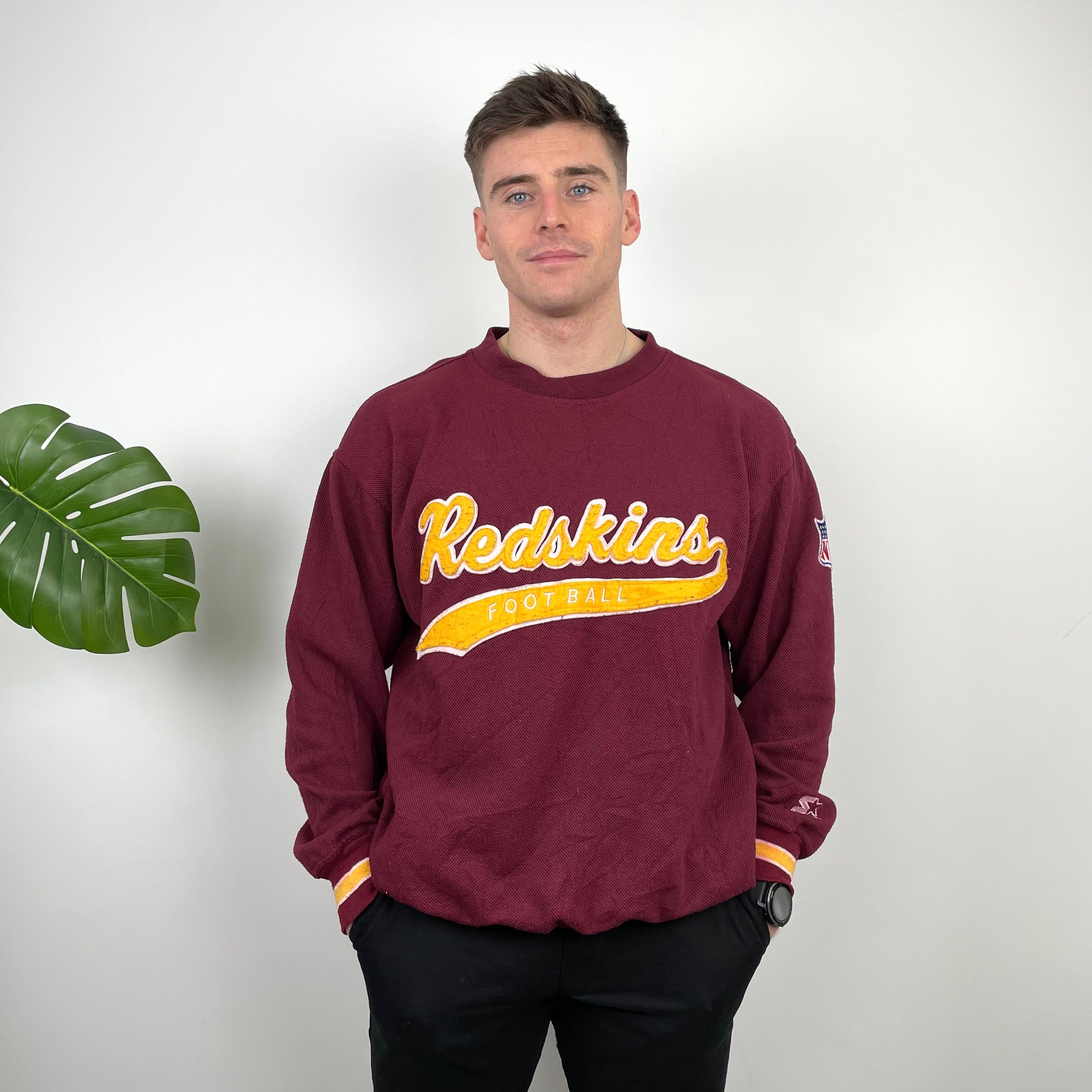 NFL Washington Redskins Red Embroidered Spell Out Sweatshirt (M)