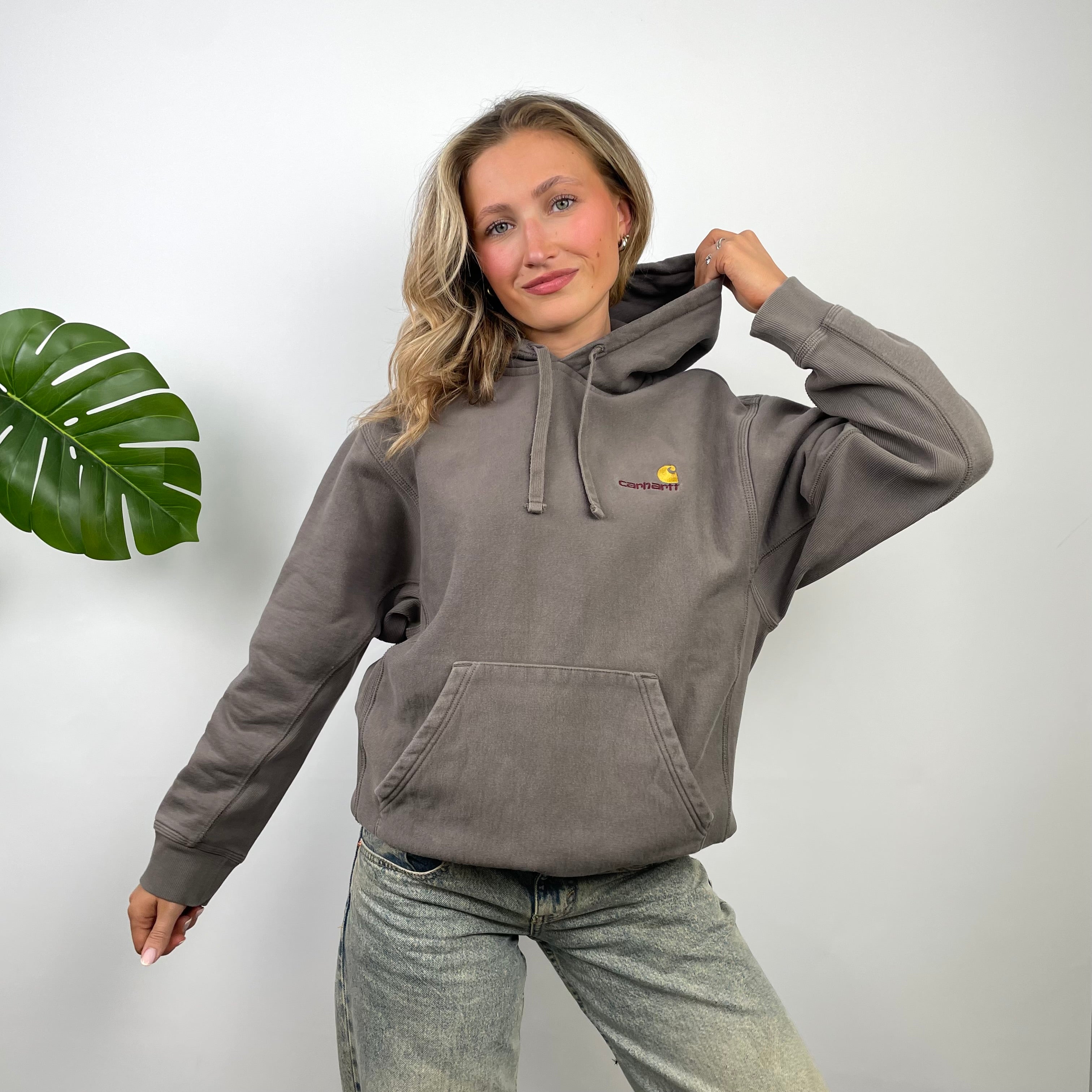 Carhartt RARE Brown Embroidered Logo Hoodie (M)