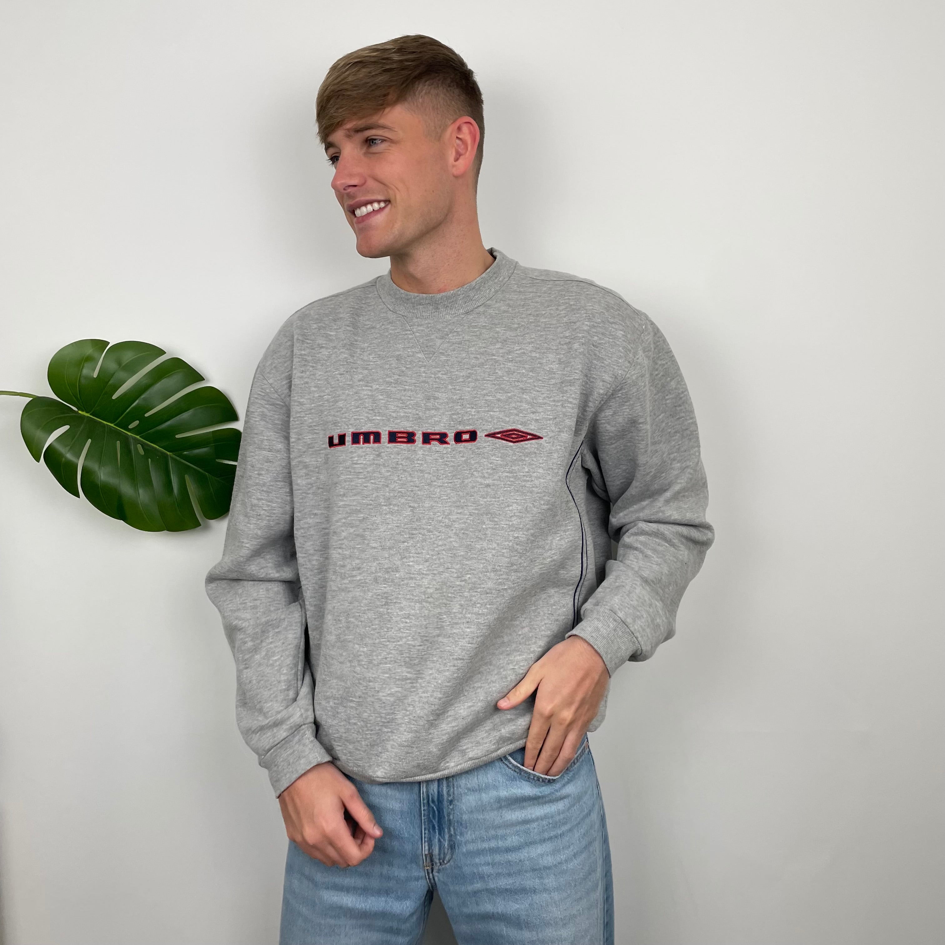 Umbro Grey Embroidered Spell Out Sweatshirt (L)