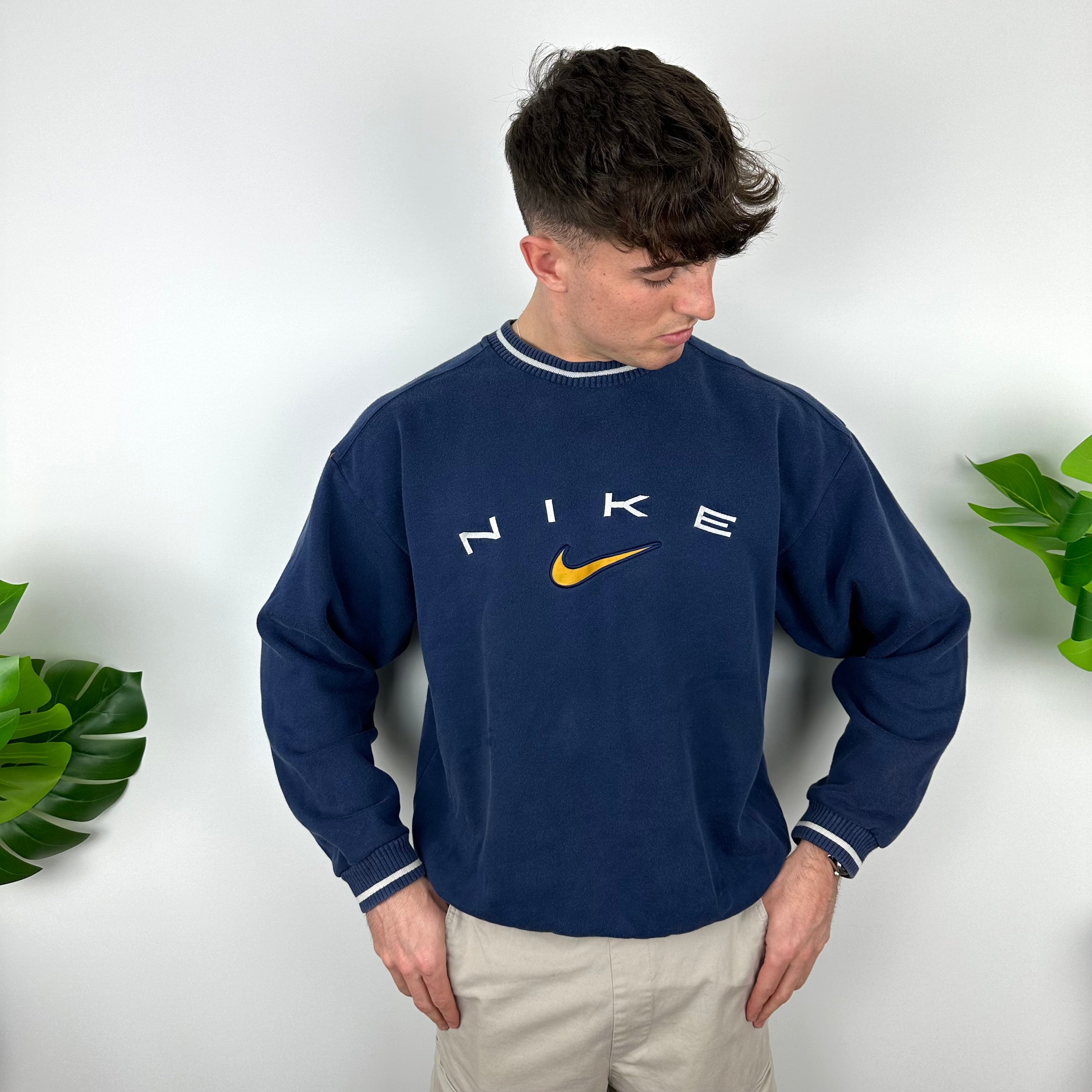 Nike Navy Embroidered Spell Out Sweatshirt (M)