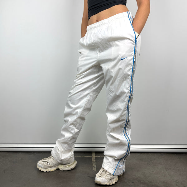 Nike White Embroidered Swoosh Track Pants (M)