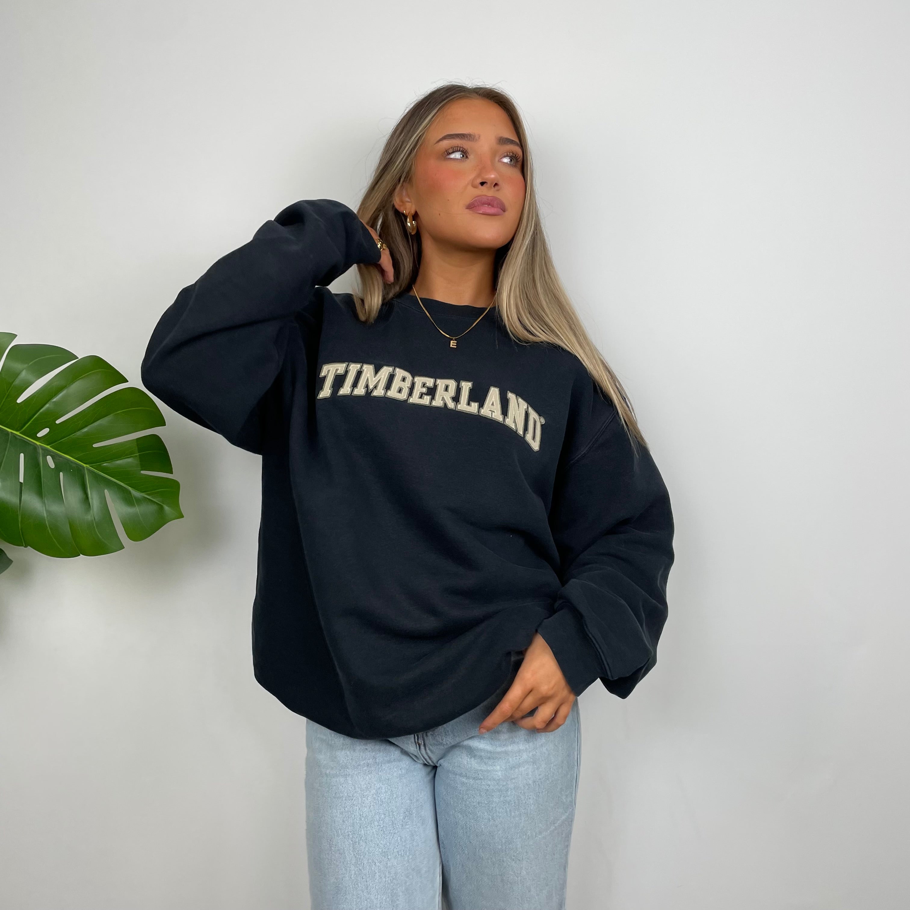 Timberland Black Embroidered Spell Out Sweatshirt (L)