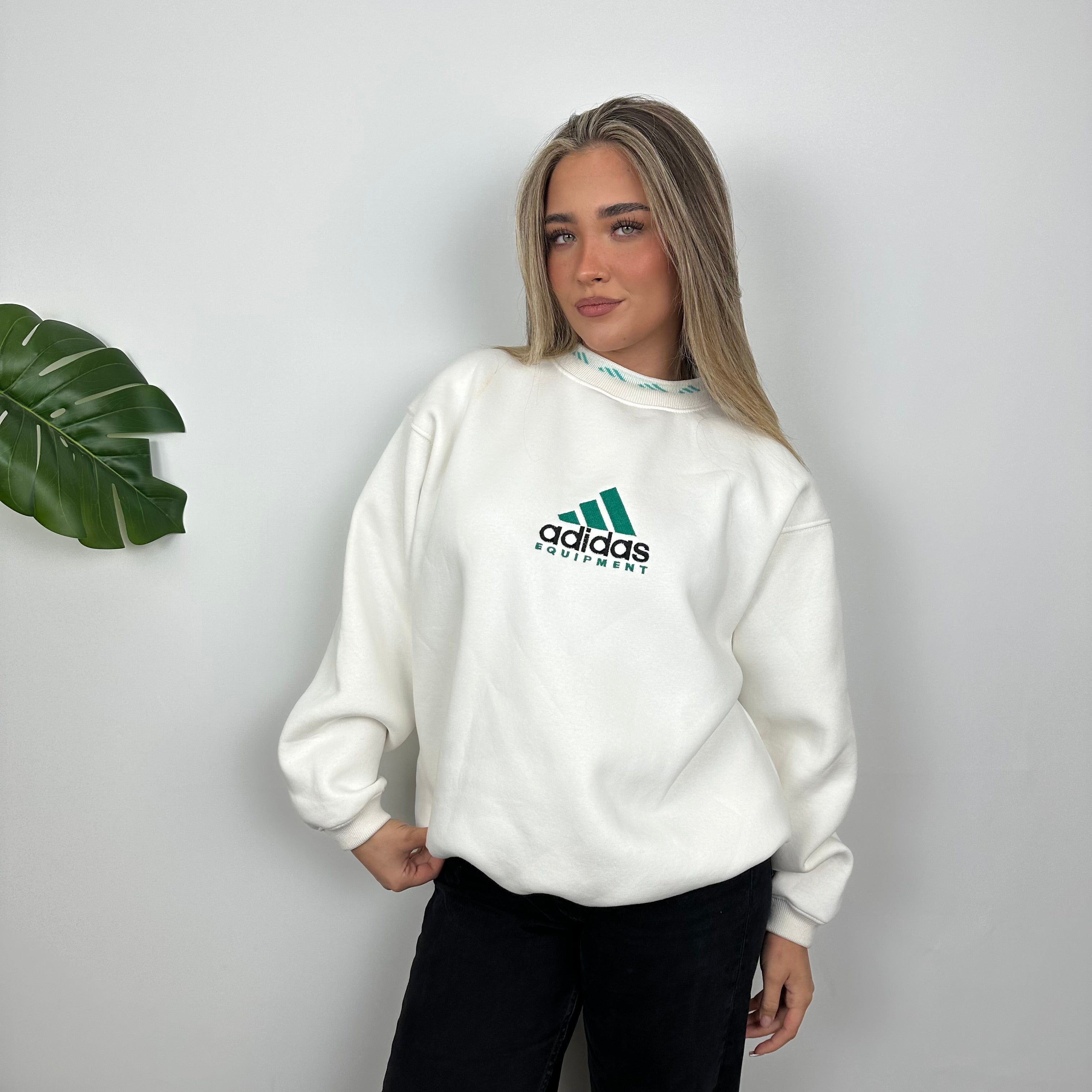 Adidas Equipment White Embroidered Spell Out Sweatshirt (M)