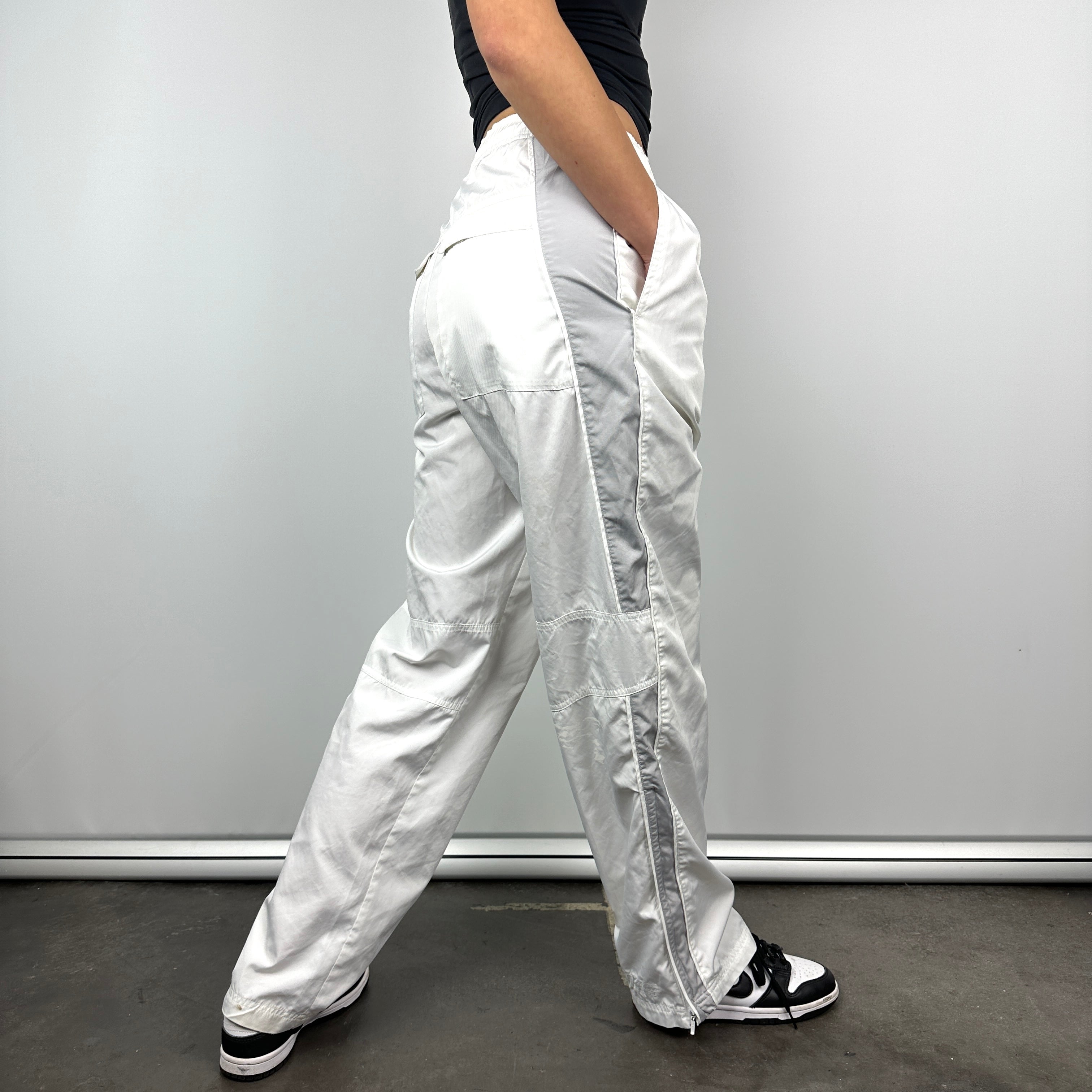Nike White Embroidered Swoosh Track Pants (M)