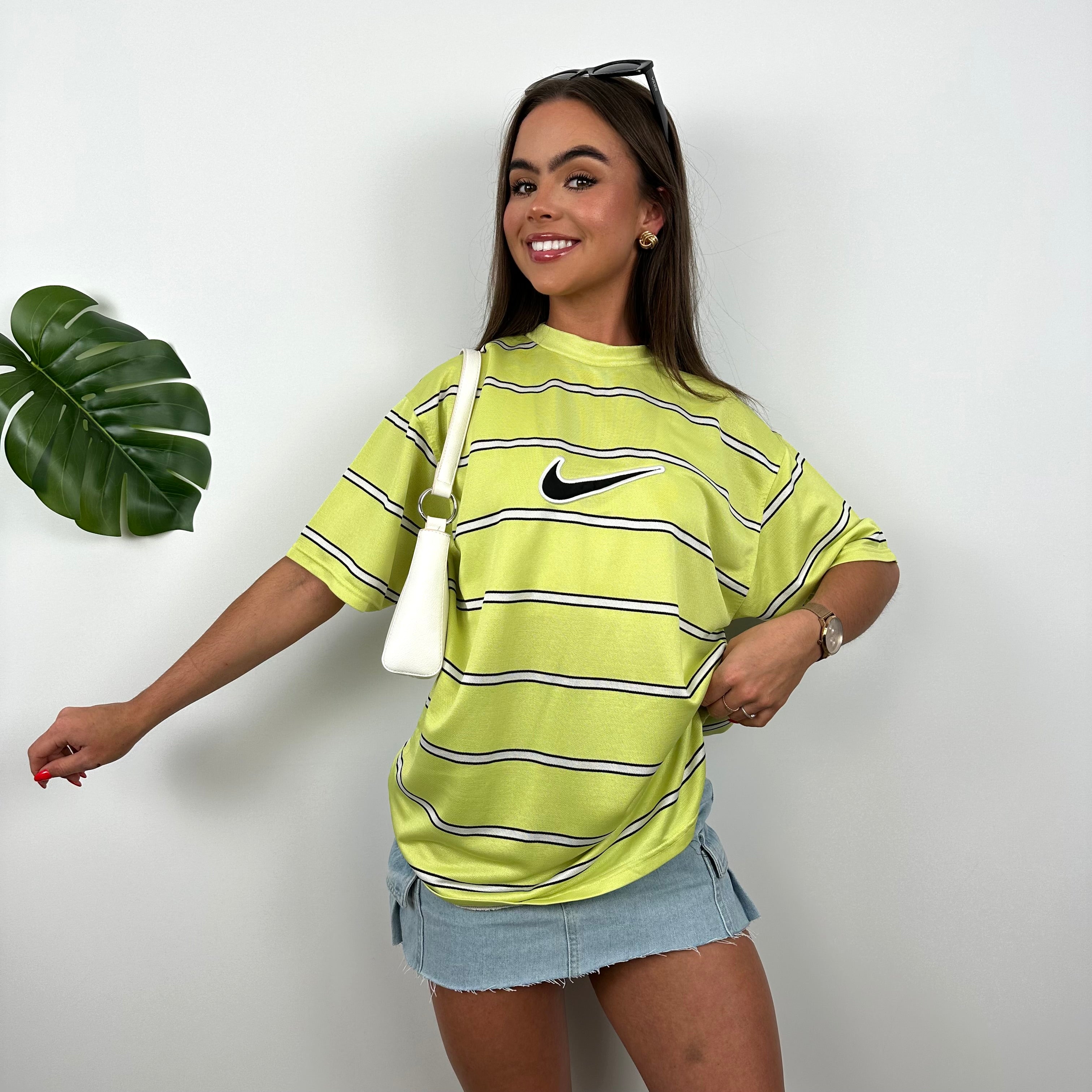 Nike RARE Lime Embroidered Centre Swoosh T Shirt (M)