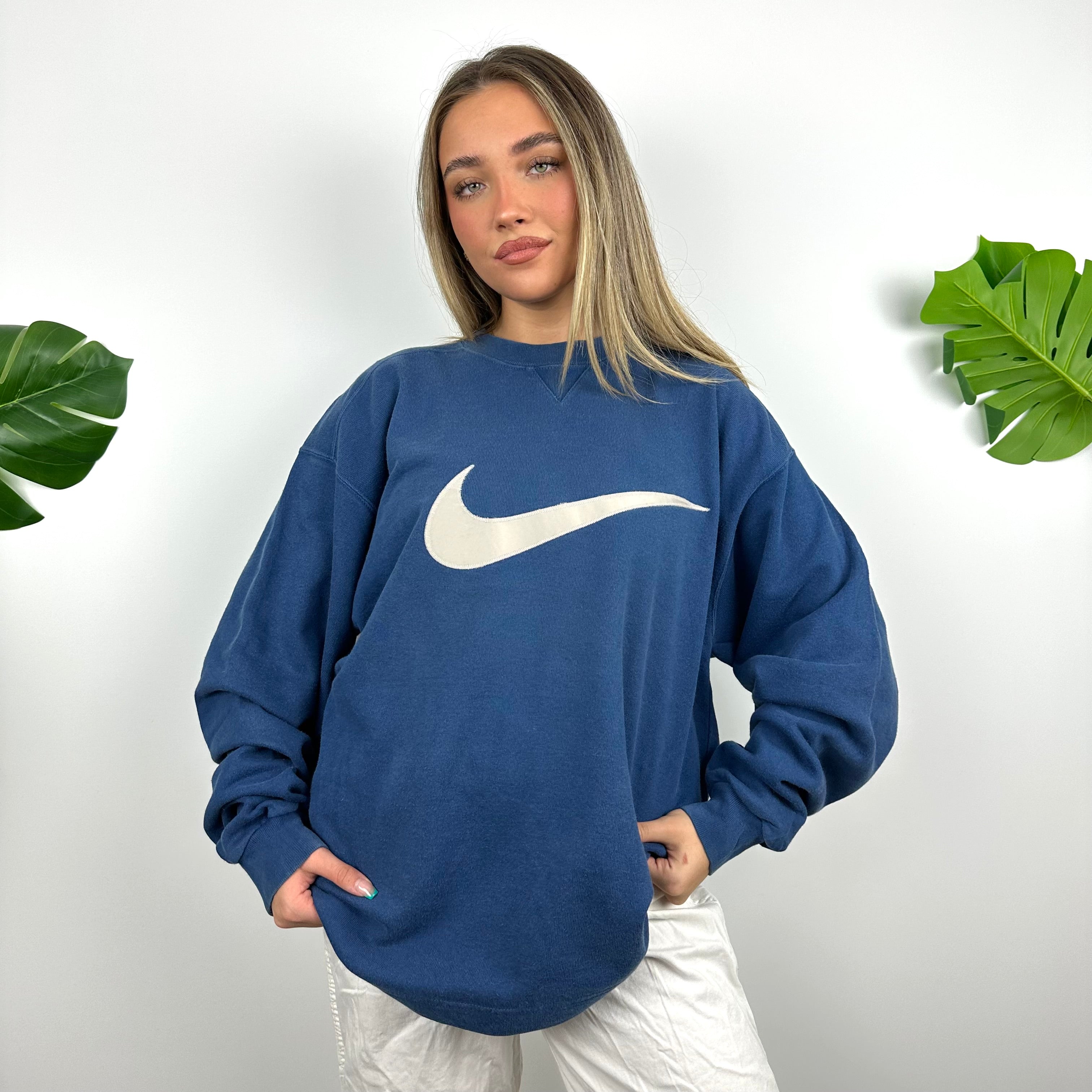 Nike Blue Embroidered Swoosh Sweatshirt (M)