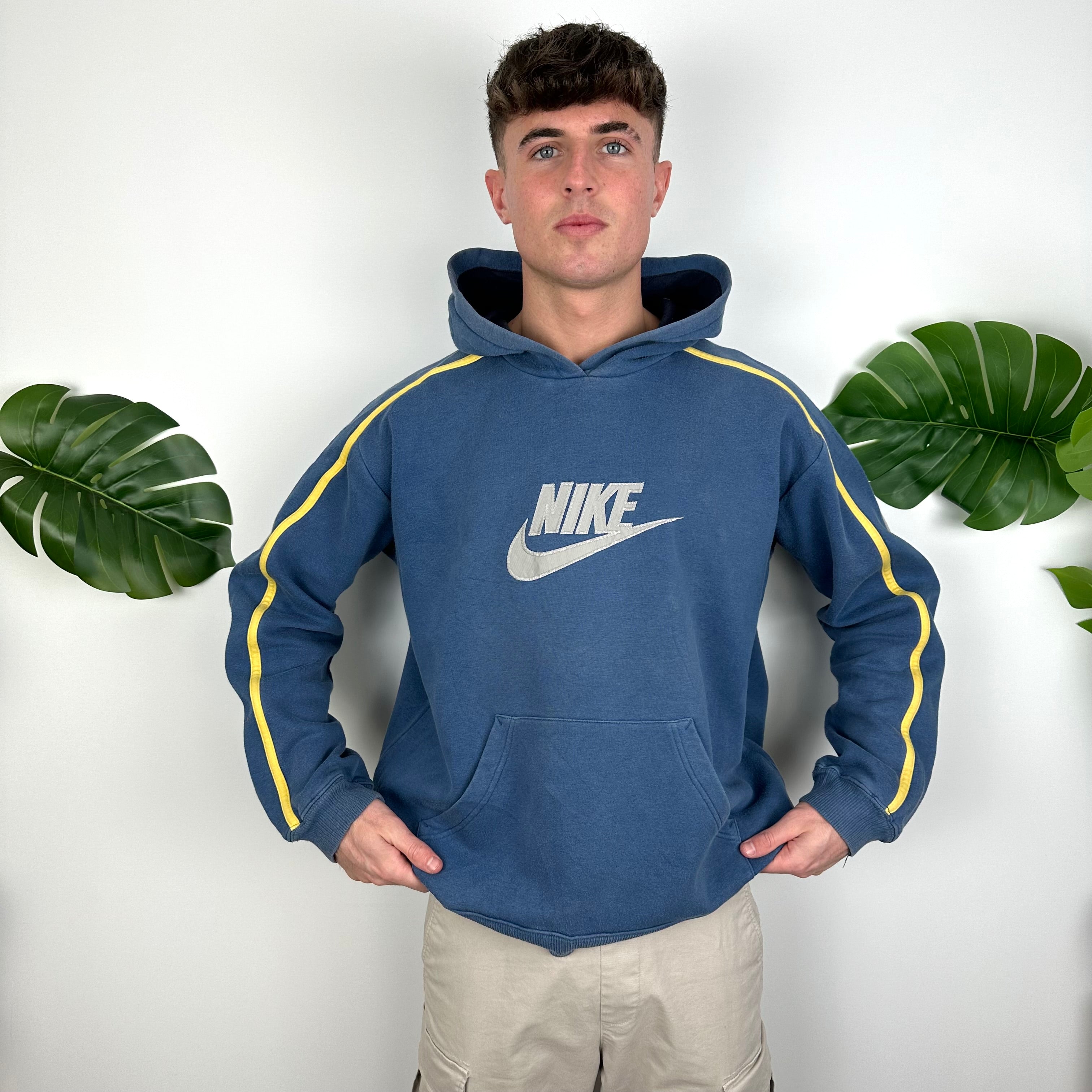 Nike Blue Embroidered Spell Out Hoodie (XL)