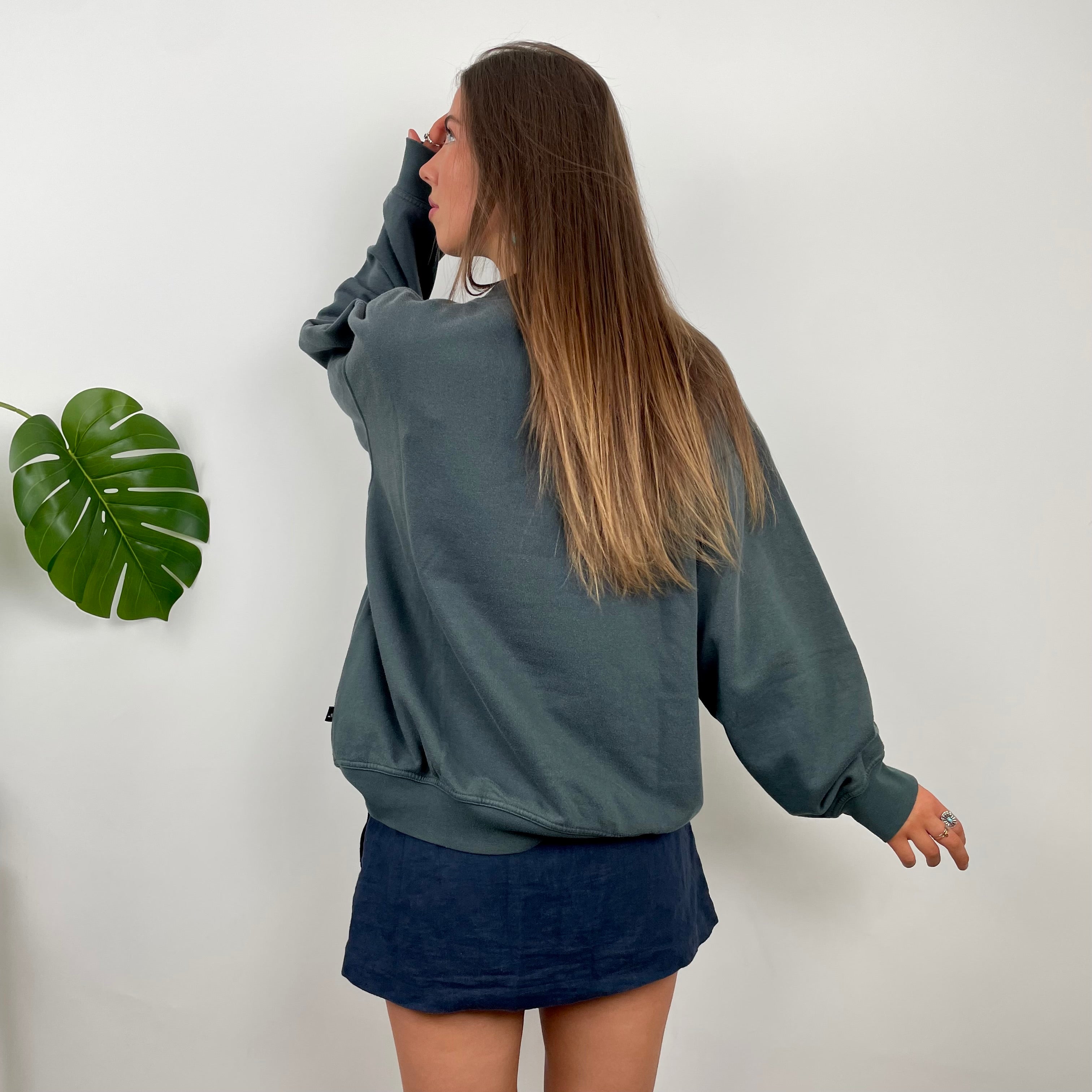 Adidas Grey Embroidered Spell Out Sweatshirt (M)