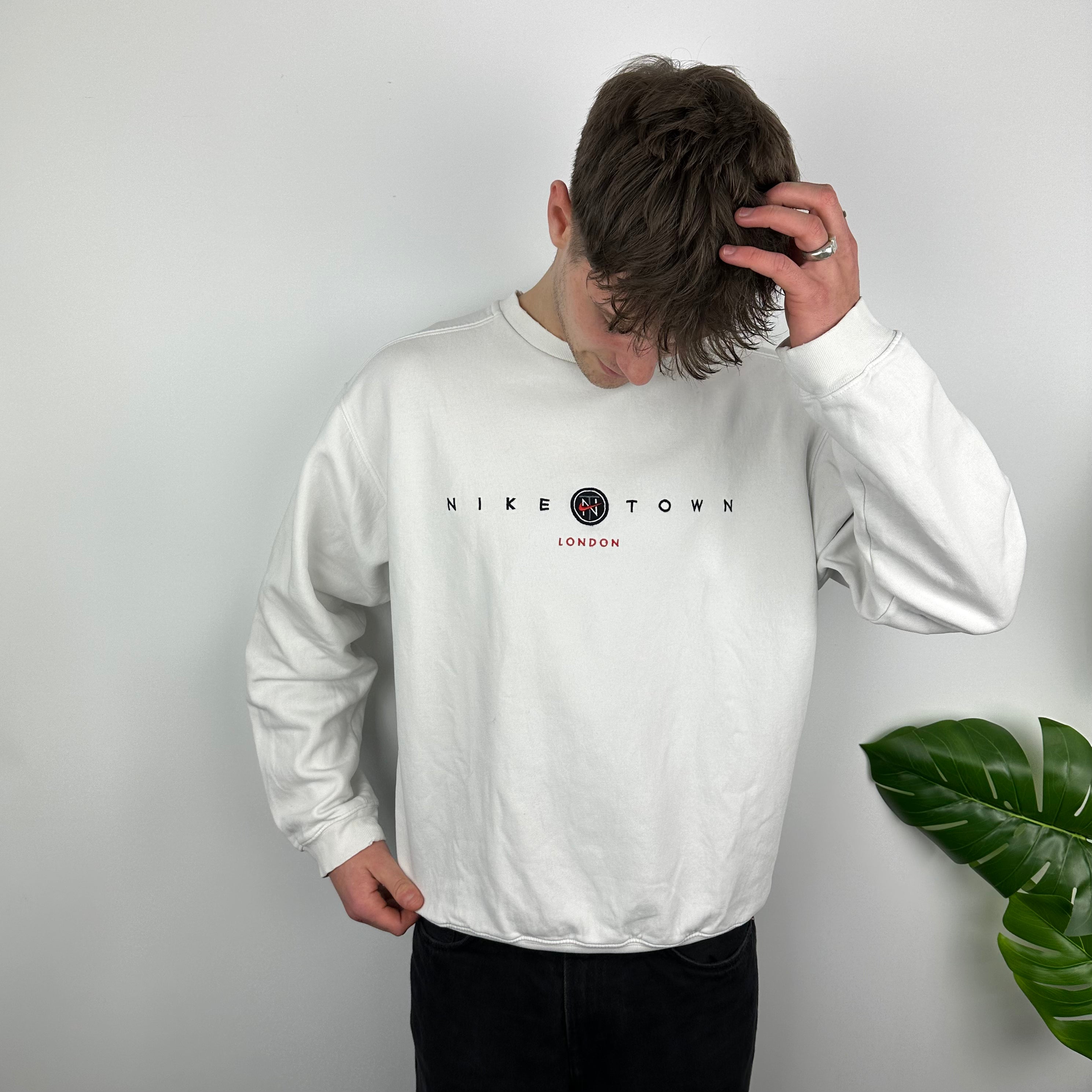 Nike Town London White Embroidered Spell Out Sweatshirt (L)