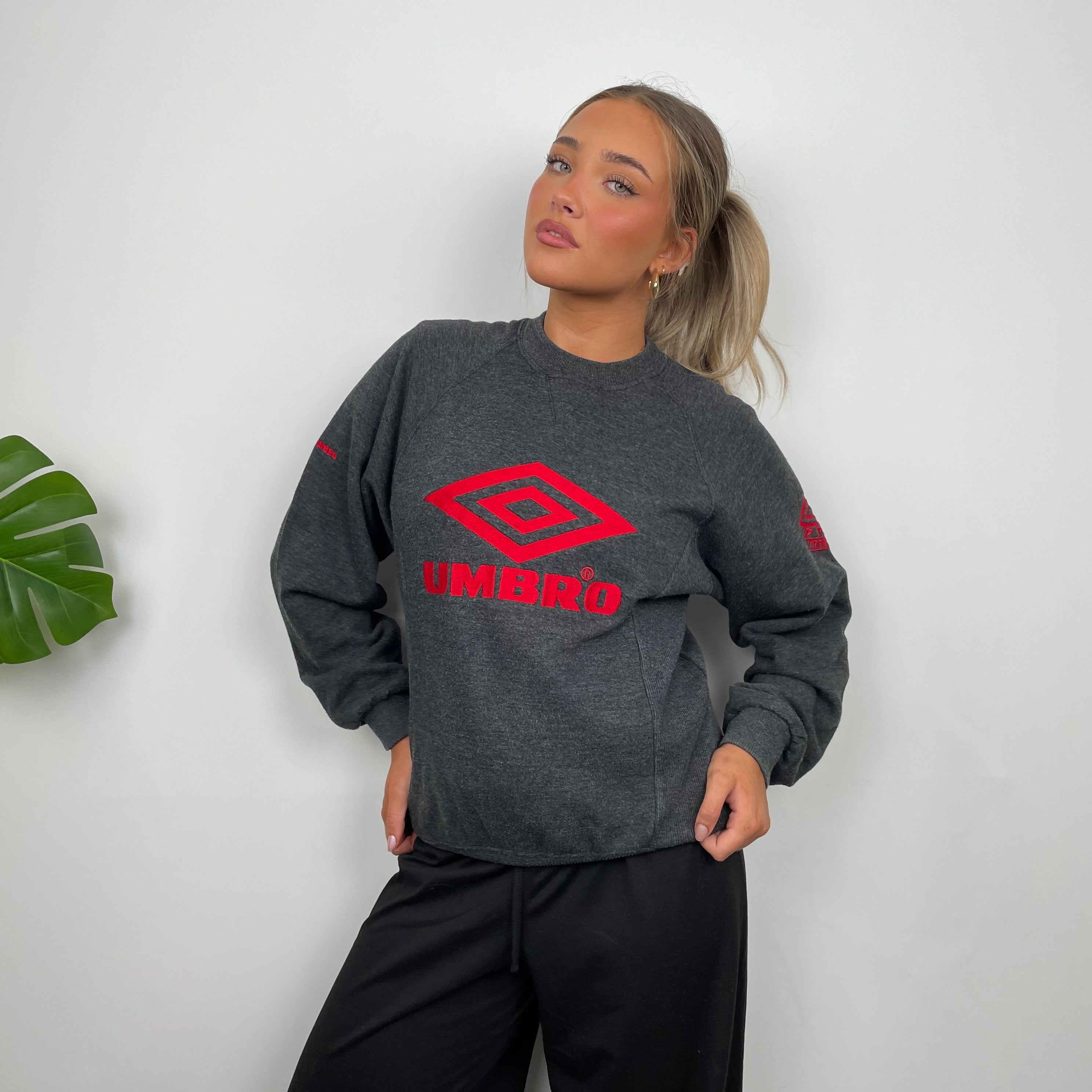 Umbro Grey Embroidered Spell Out Sweatshirt (XS)